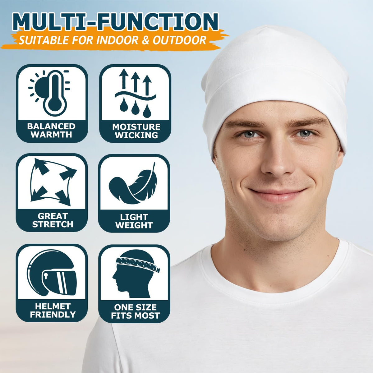 EINSKEY 100% Cotton Skull Caps for Men, Multipurpose Daily Wear Beanie Hat
