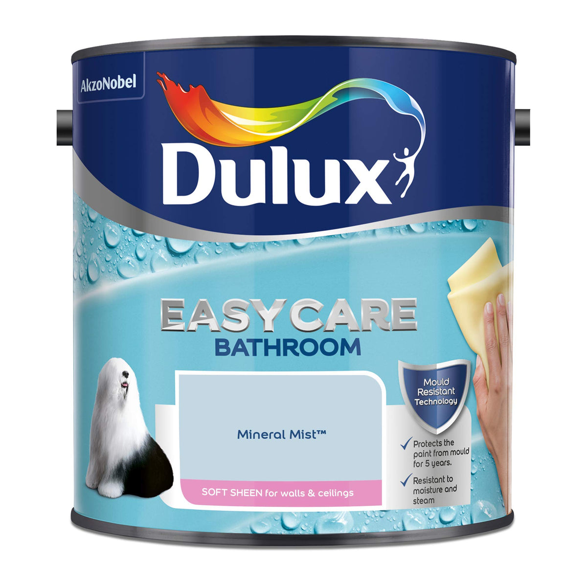 Dulux 5275836 Easycare Bathroom Soft Sheen Emulsion Paint For Walls And Ceilings - Mossy Stone 2.5L