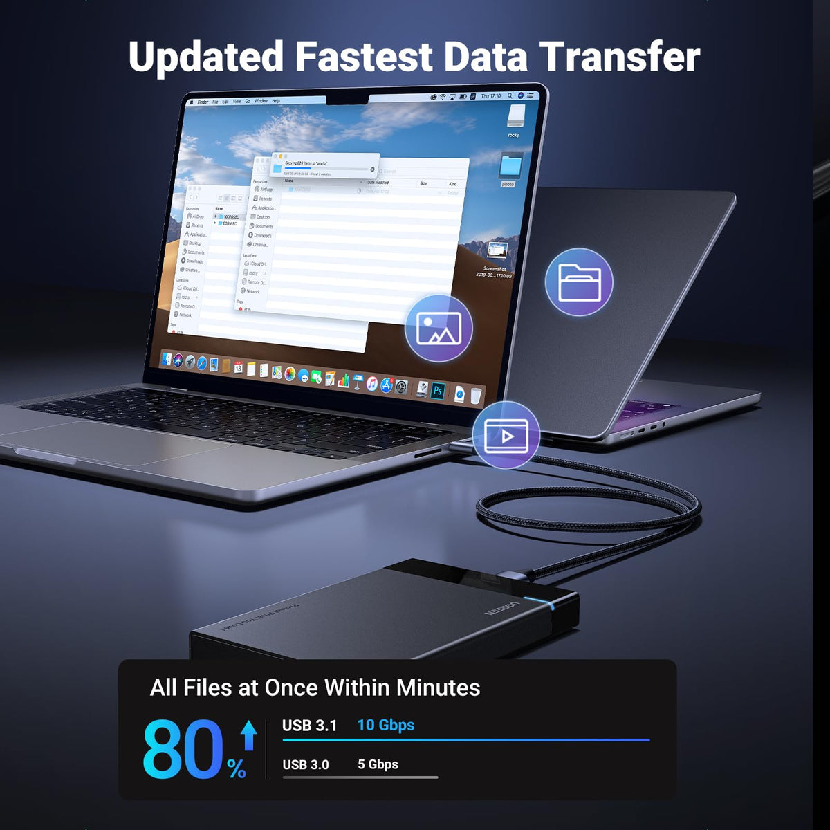 UGREEN Micro B to USB C Hard Drive Cable 10Gbps 0.5M