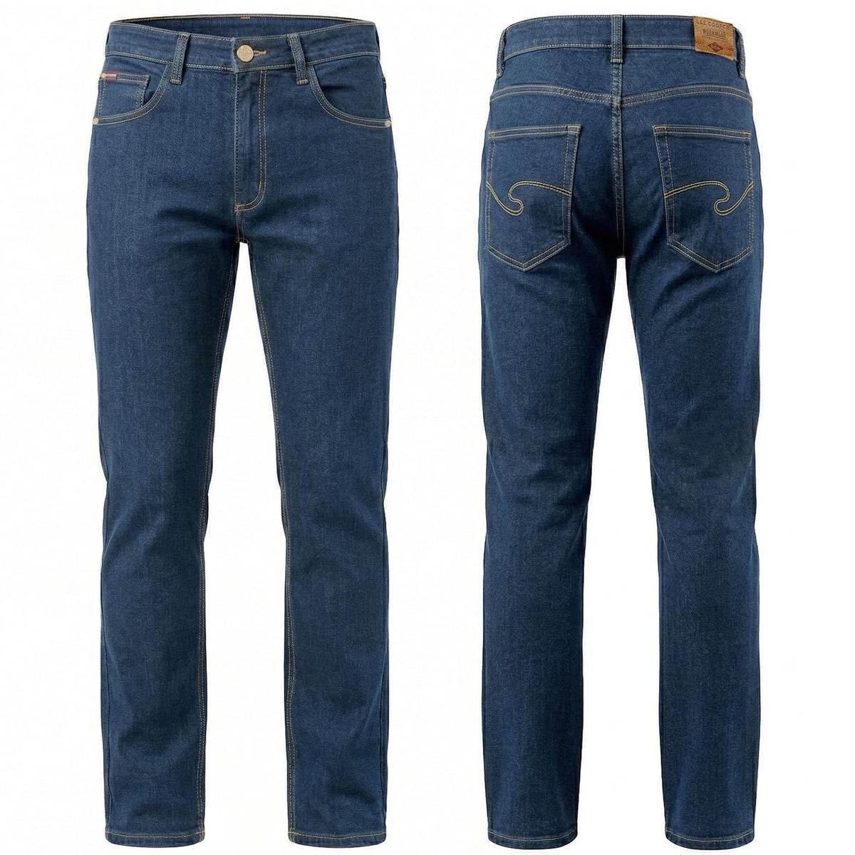 Lee Cooper Men's Jeans Classic Regular Fit with 5 Pockets Design Zip Fly & Belt Loop Heavy Duty Denim Wash Stretch Plain Casual Workwear Durable Utility Straight Leg Work Pants (Black/Navy)