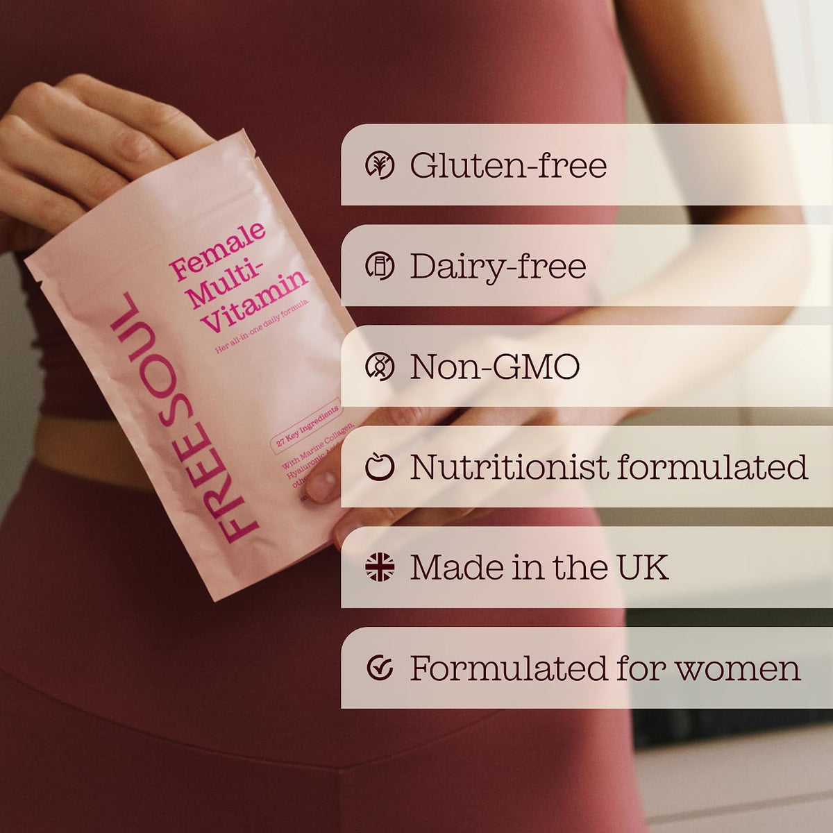 Free Soul Women's Multivitamins with Marine Collagen & Hyaluronic Acid