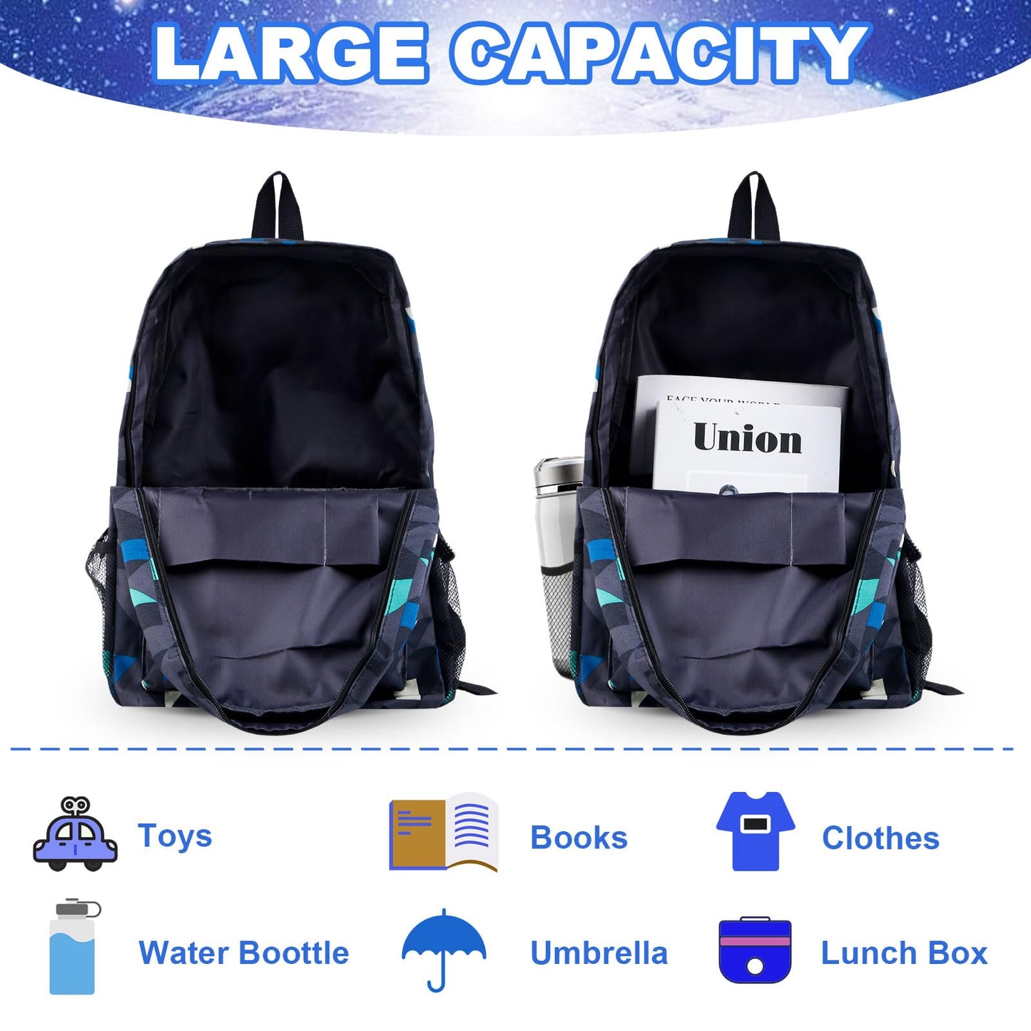 yumcute De-mn Backpack Kids, Teen Game School Bags, Children Primary Schoolbag, Children's School Backpack, 17 Inch Large Capacity Travel Rucksack Waterproof Boys Girls Book Bags for Aged 3-12 Years