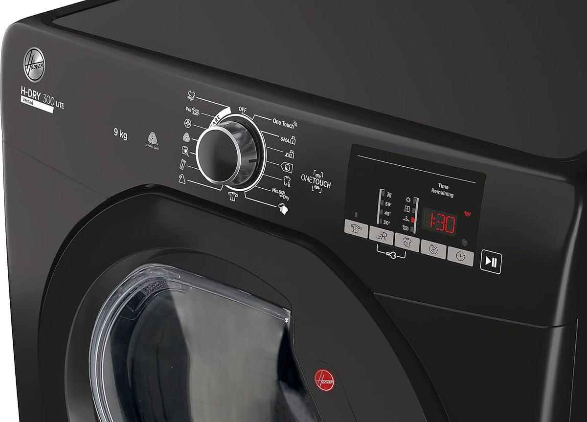 Hoover H-DRY 300 LITE Vented Tumble Dryer, 9kg, Black, C Class