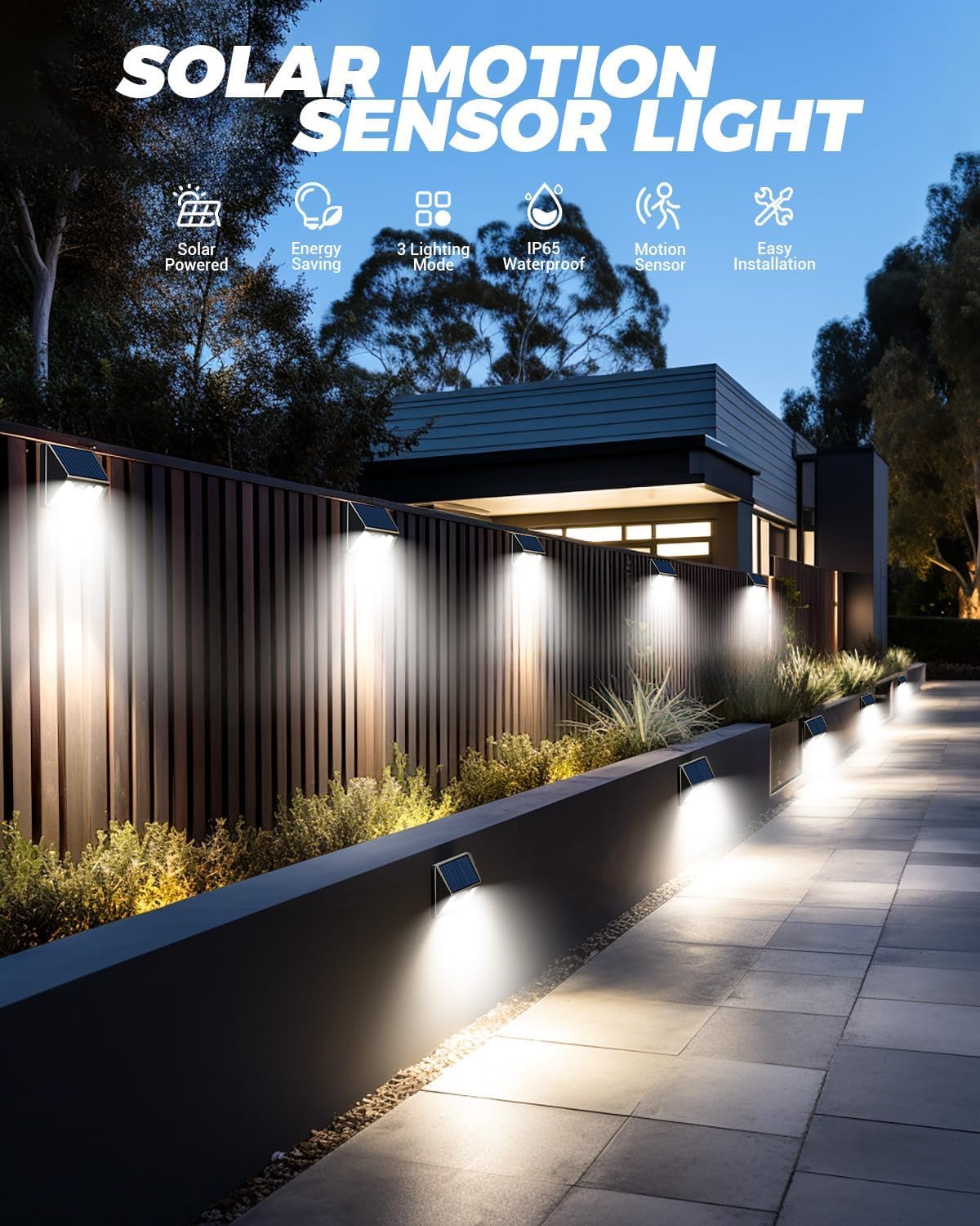 vighep Solar Security Lights Outdoor Motion Sensor, White 318LED Led Solar Powered Light with 3 Lighting Modes, IP65 Waterproof Wireless Pir Wall Light for Outside Garden Fence Yard-Warm White