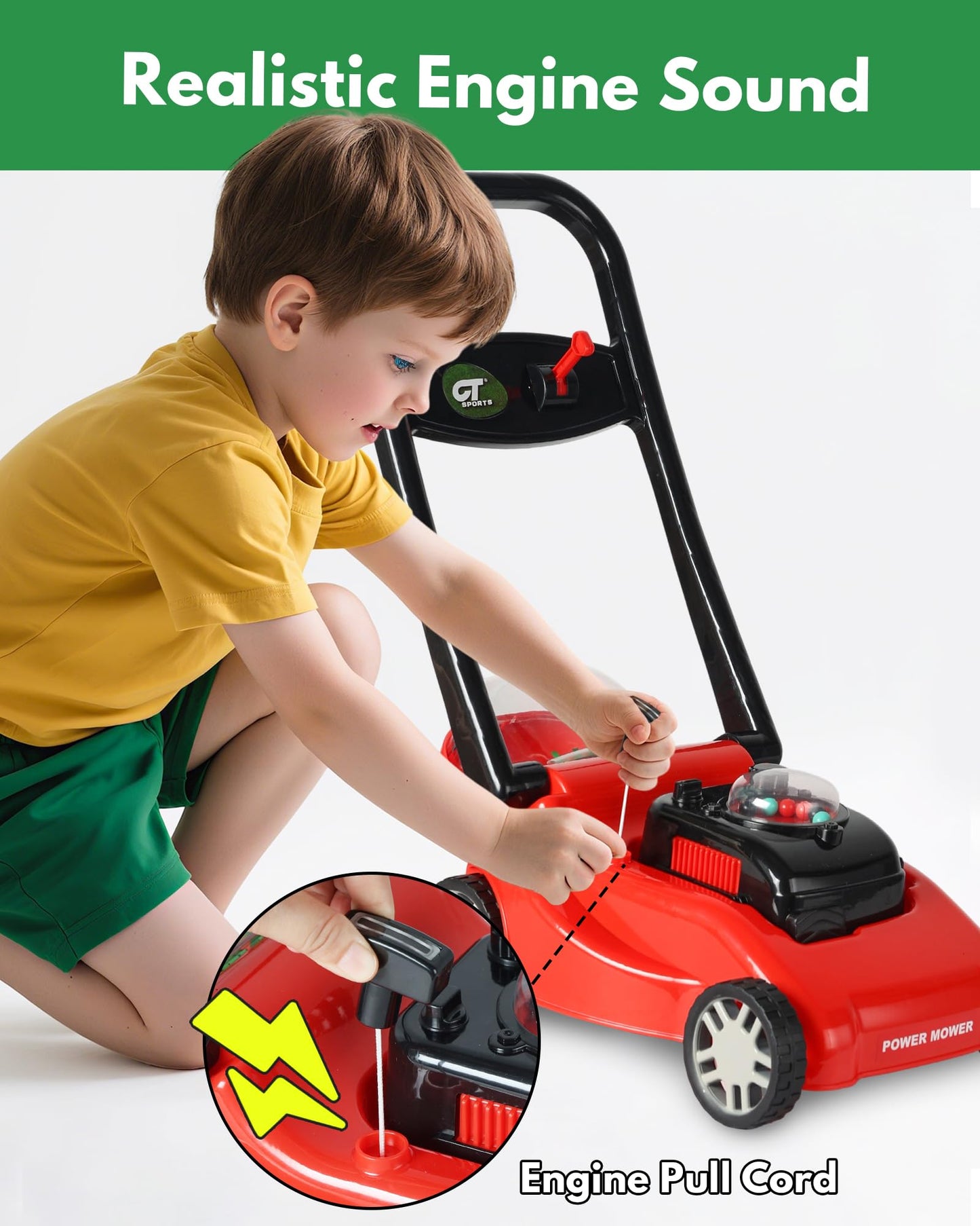 Kids Lawn Mower with Realistic Grass-Cutting Action and Sounds – No Batteries Required | Fun Outdoor Push Toy, Birthday Gift & Holiday Present for 3, 4, 5, 6, 7, 8 Year Old Boys and Girls