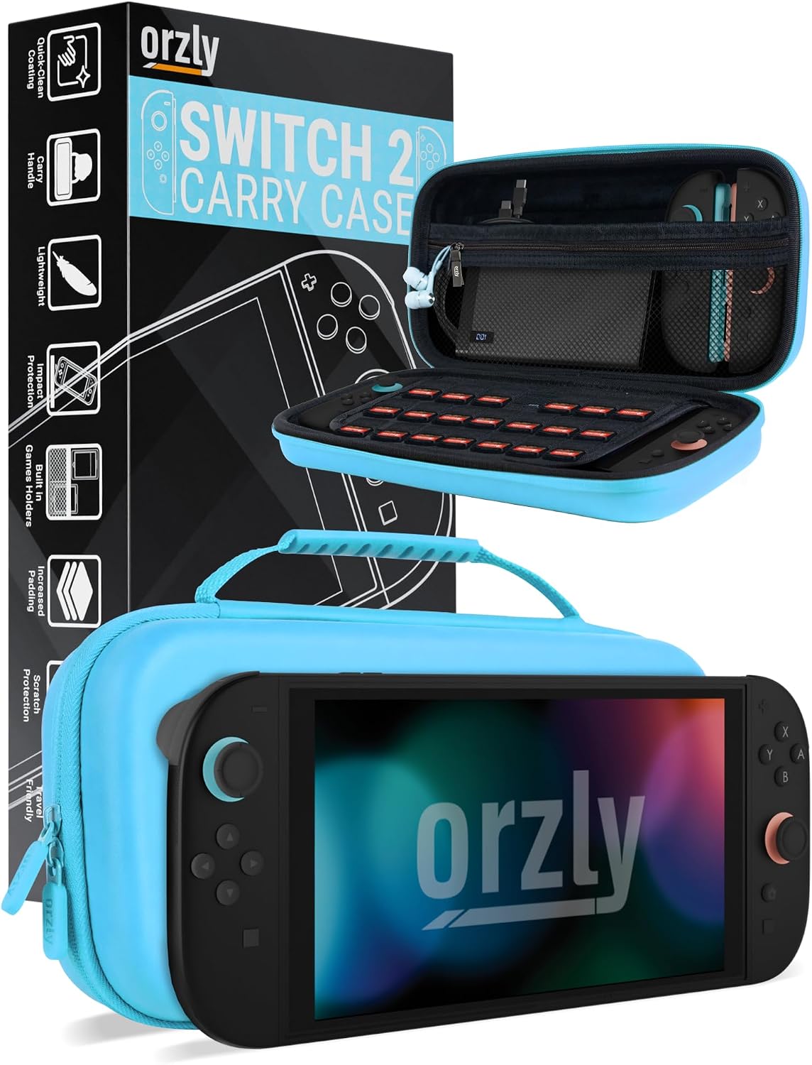 Orzly Carry Case for Nintendo Switch Lite Protective Hard Shell Portable Travel Carry Case with Storage for Accessories & Game Cartridges (Red & White)