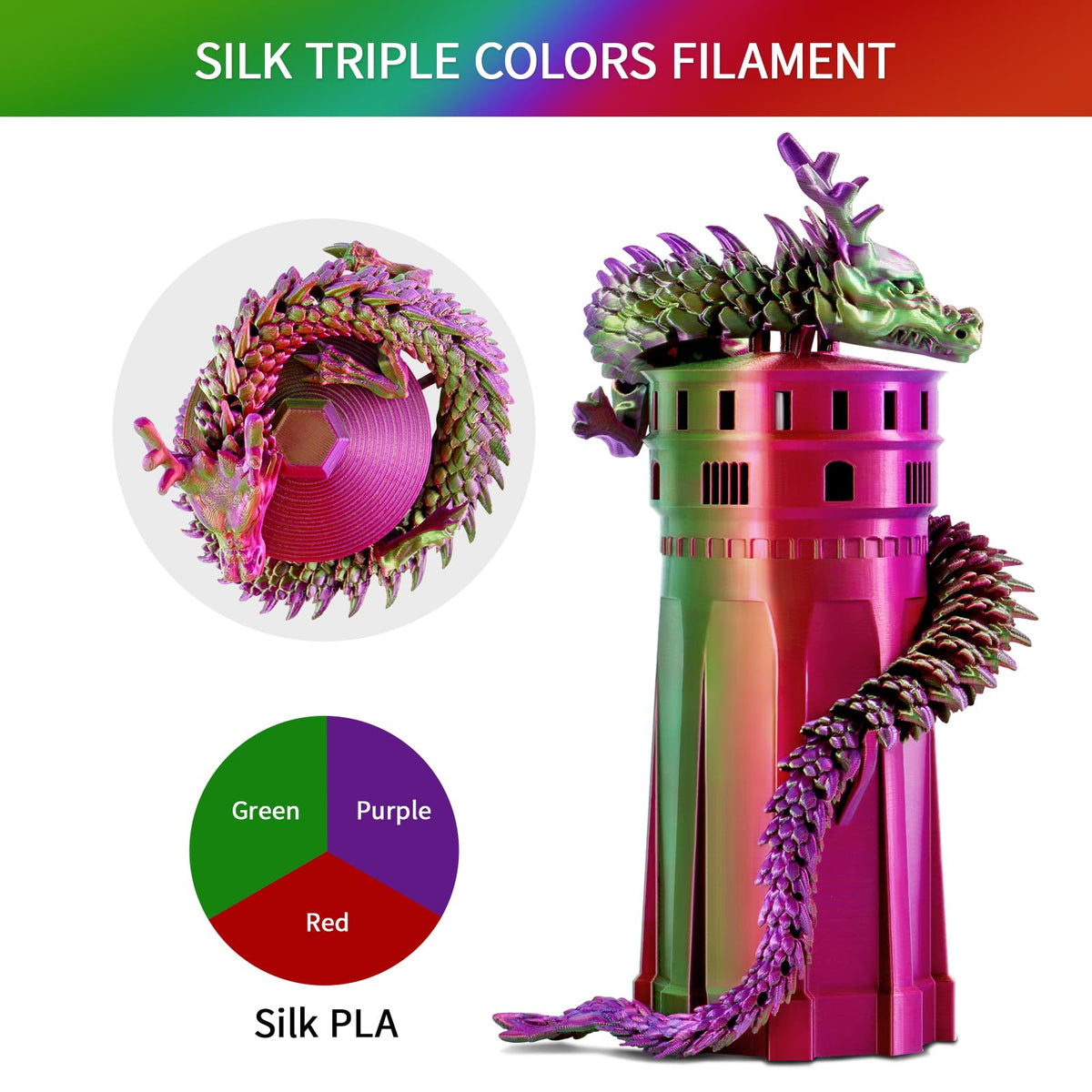 ERYONE Silk PLA Filament 1.75mm,3D Printer Filament PLA,Shiny Glossy PLA Filament,+/-0.03mm,1kg(2.2lbs)/Spool,Silk Liquid Gold