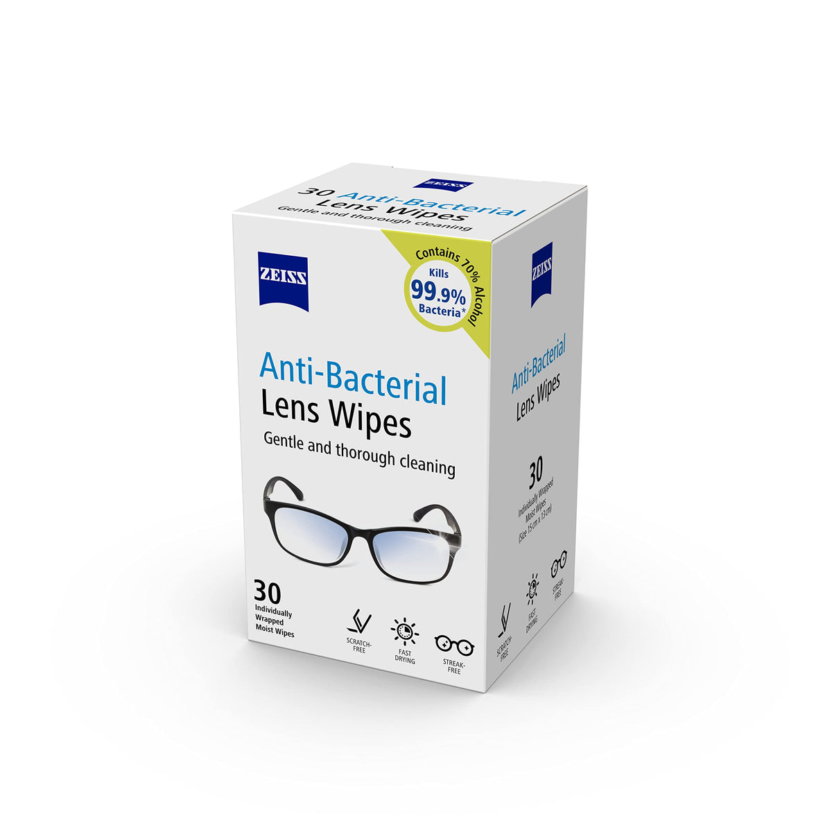 ZEISS Sunglasses Wipes, Removes Fingerprints, Suncream, Dirt, Dust & Oil. Individually Packed Pre-Moistened Wipes Perfect to use at Home or On-The-Go. Fast-Drying and Portable. 8 Packs x 10 Wipes