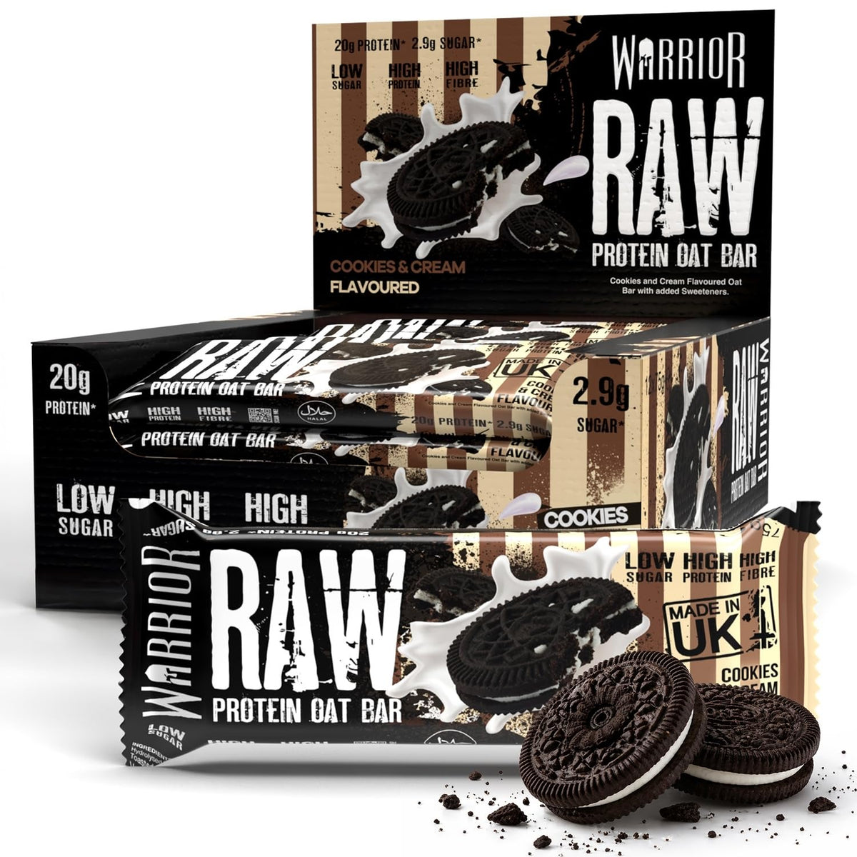 Warrior RAW Protein Bars 12 x 75g High Protein Oat Flapjack Snack