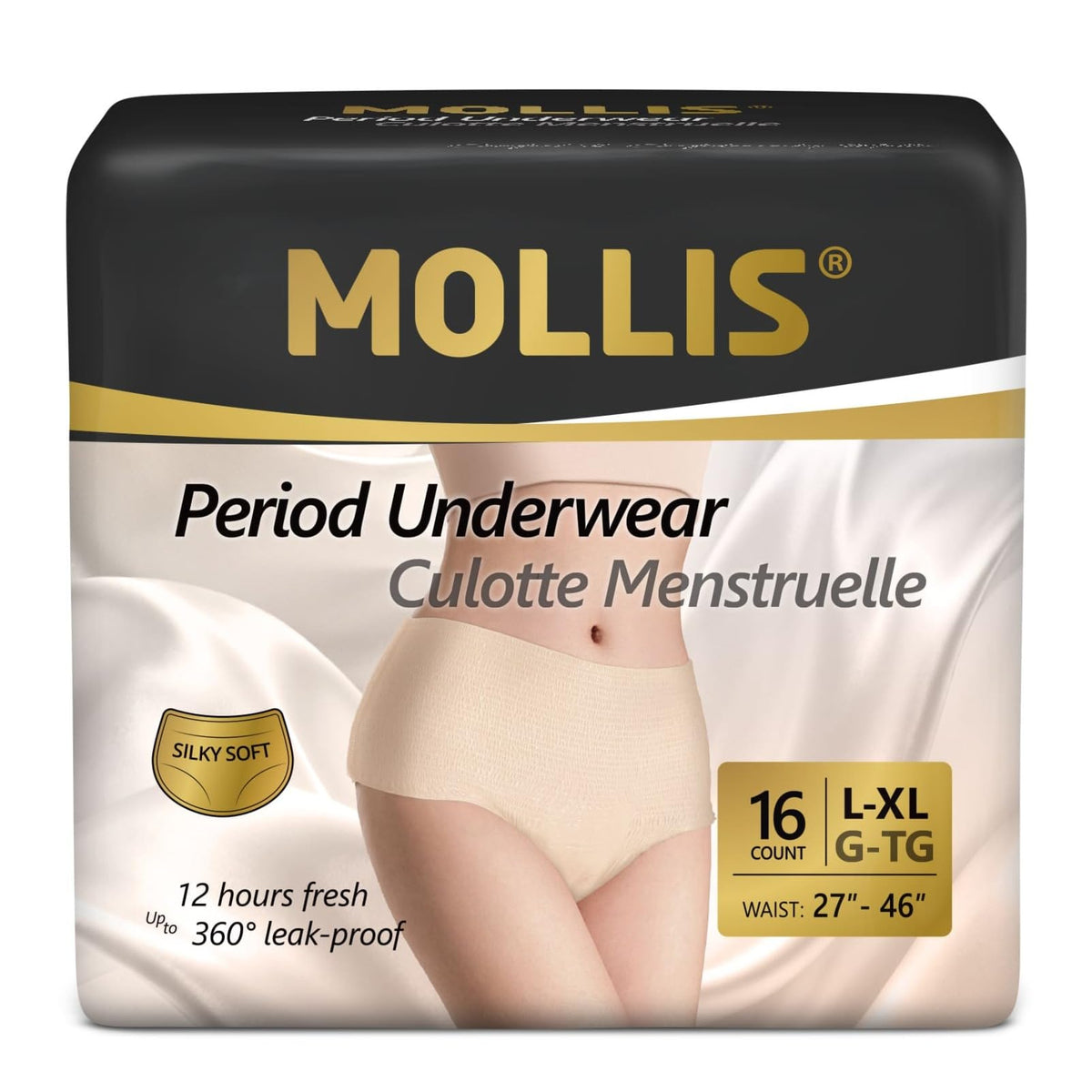 MOLLIS Disposable Period Pants Heavy Flow, Postpartum Underwear L/XL 8 Ct