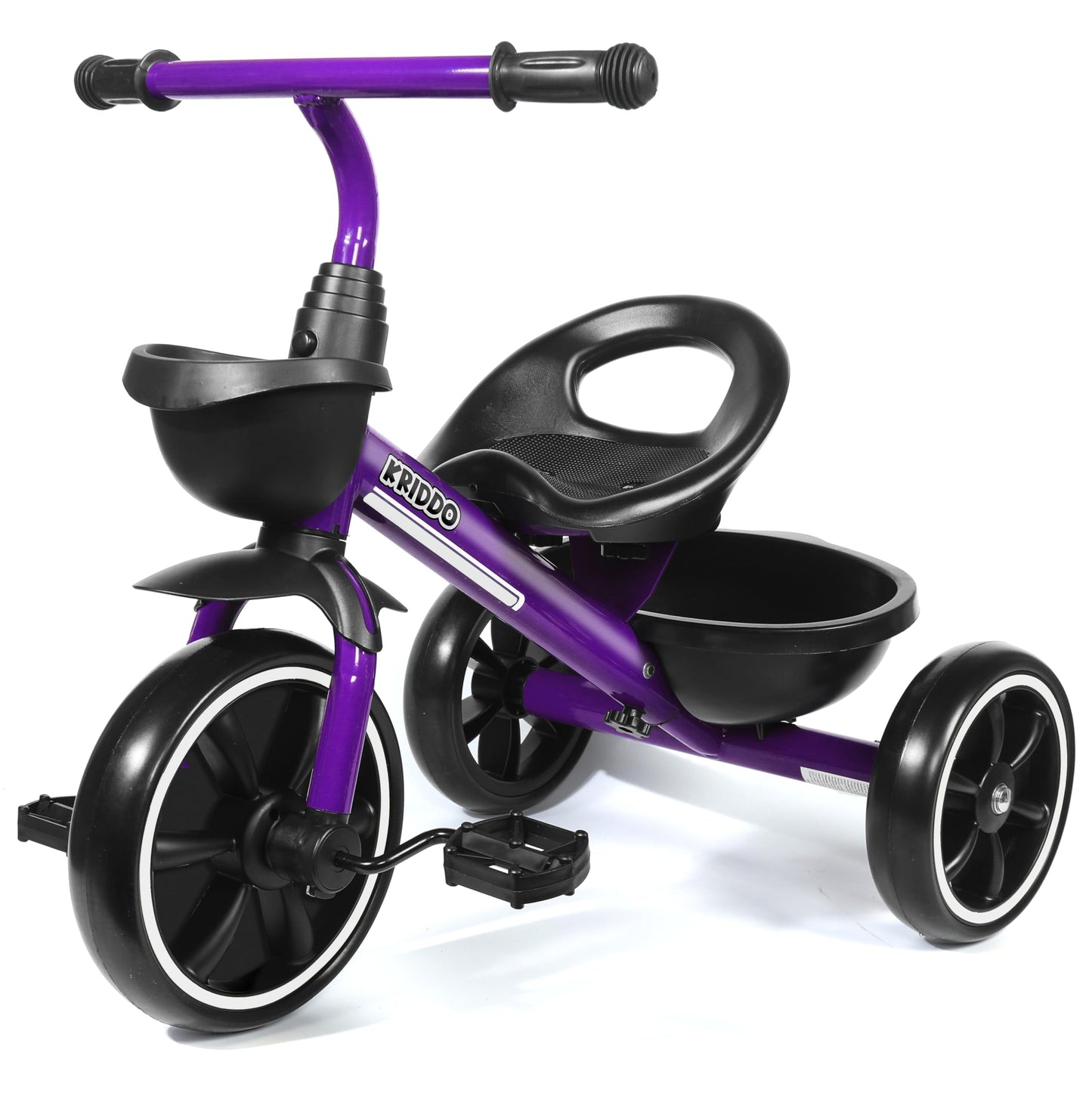 KRIDDO Toddler Tricycle — Anti-Tip Design, BPA-Free | Ages 18 Months to 4 Years | Pink