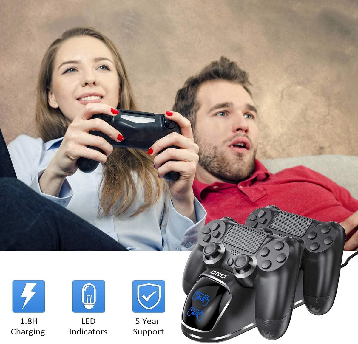 OIVO PS4 Controller Charger - PS 4 Controller Charging Station with Upgraded 1.8-Hours Charging Chip