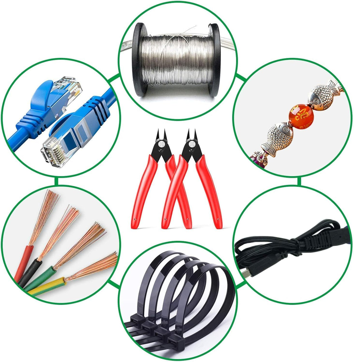 BOENFU Flush Cutter Small Wire Cutters Cable Tie Cutter 10 Pack 5 Inch Precision Wire Clippers Hobby Snips Side Cutting Pliers for Jewelry Making, Electronics, Black
