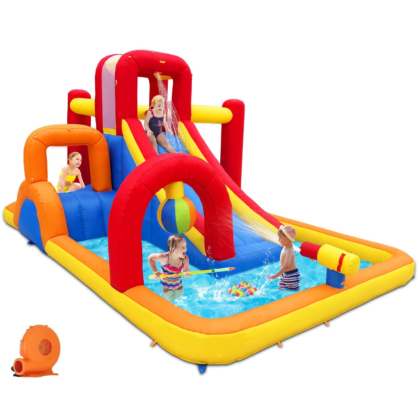 Baralir 7-in-1 Kids Inflatable Bouncy Castle with Blower — 371x351x188cm | Ages 3-10