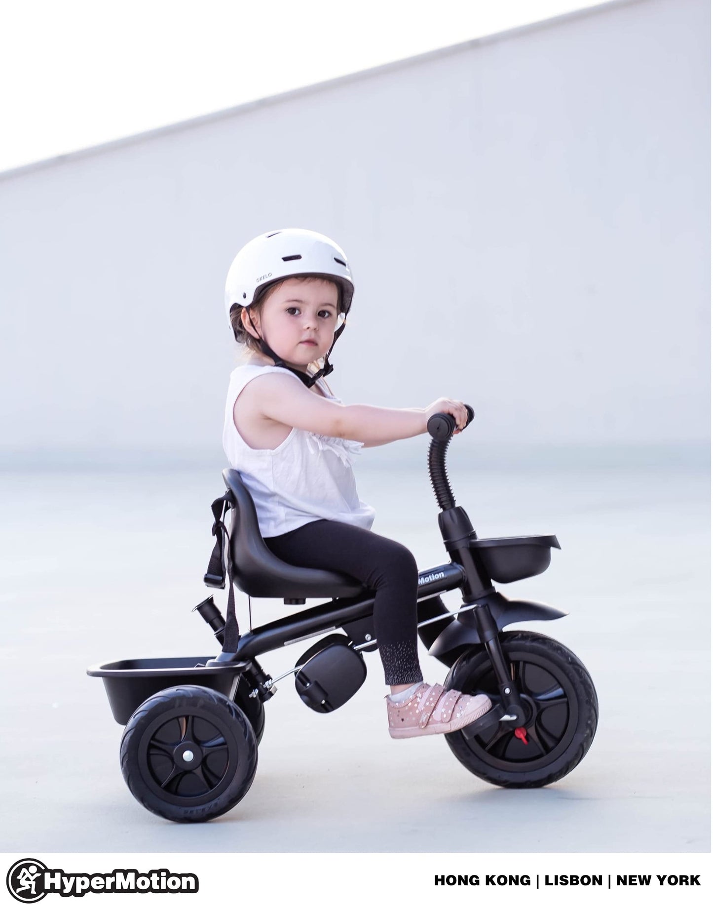 HyperMotion Toddler Tricycle with Parent Handle, Canopy, Safety Belt & Basket — From 12 Months