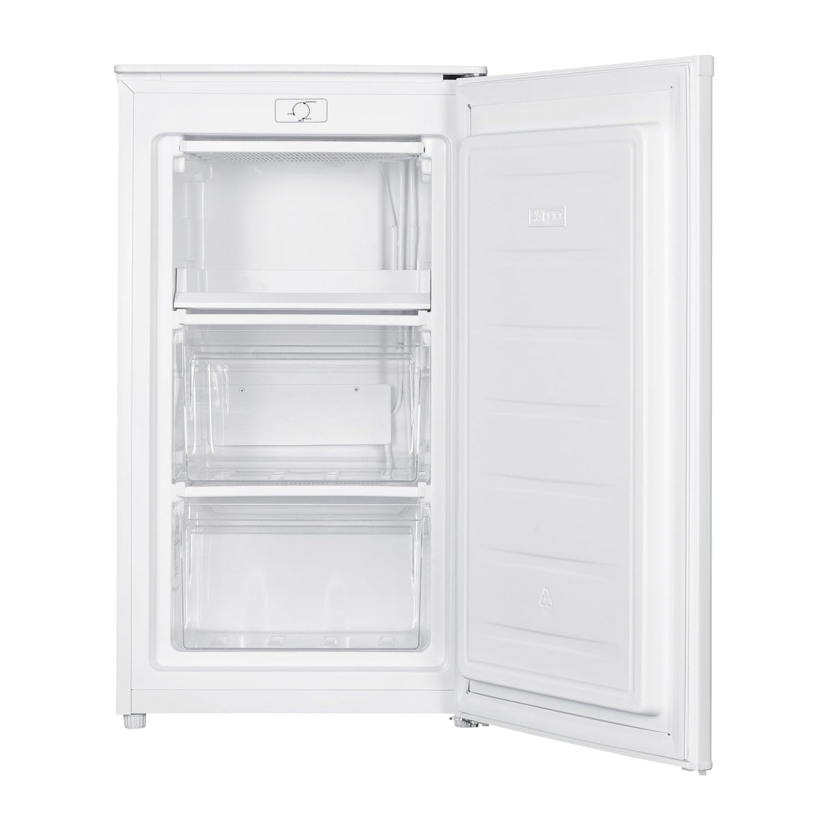 Teknix UC48F2W Freestanding Undercounter Freezer - 48cm Width / 60 Litre Capacity - Suitable for Outbuildings - 3 Large Compartments - 4 Star Freezer Rating - White