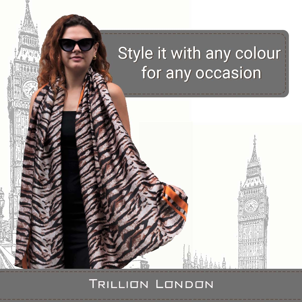 Trillion London® Silk Shawl Birthday Gifts for Women - Designer Silk Scarf