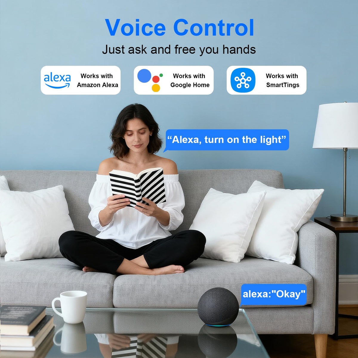 Smart Plug, TVLIVE 2 Pack Smart Plugs that Work with Alexa (Echo, Echo Dot), Google Home Voice Control, Energy Monitoring, Remote Control, Timer & Schedule, smart wifi plug socket UK, No Hub Required