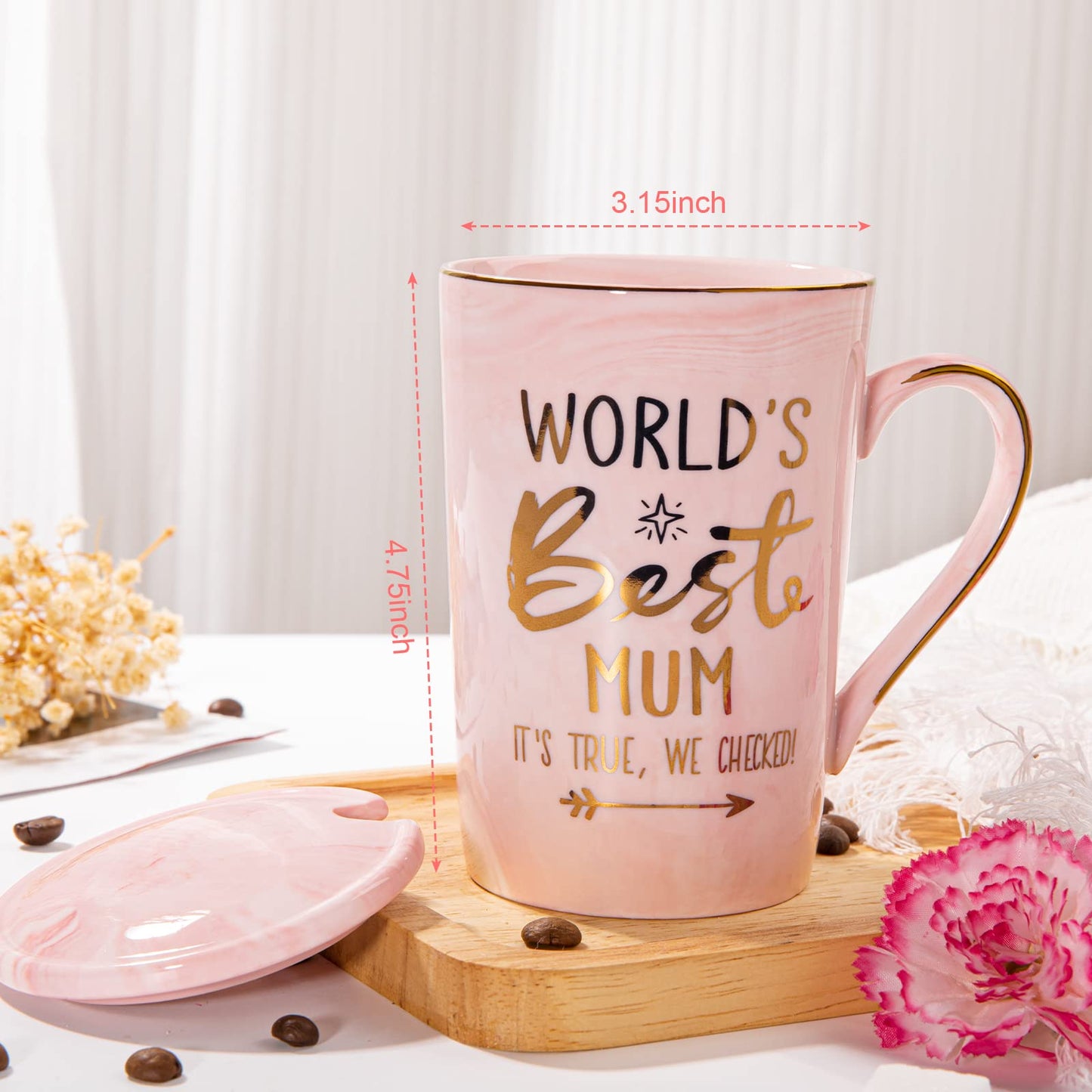 Unique Teacher Appreciation Gifts for Women - Best Teacher Gifts for Teachers, 14oz Pink Marble Ceramic Coffee Mug Printed with Gold, Retirement Birthday Graduation Ideas, End of The Year, Gift Boxed