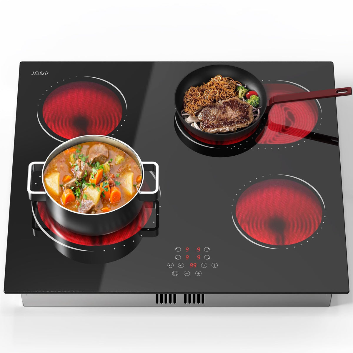 Hobsir Plug in Ceramic Hob, 2 Ring Electric Hob 60 cm