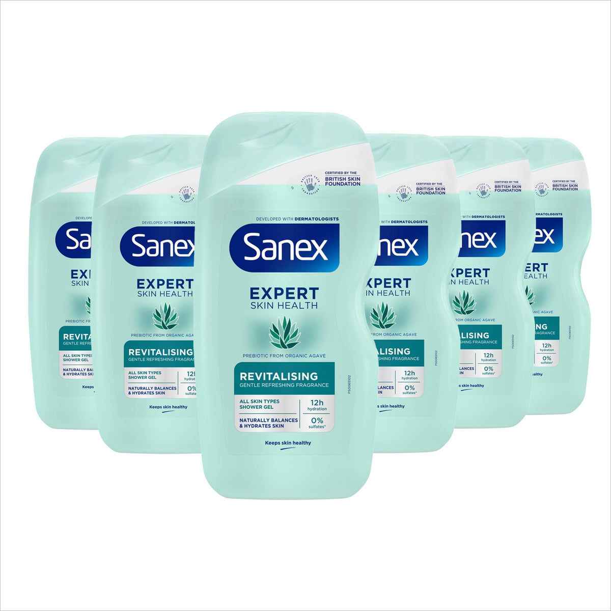 Sanex Body Wash - Expert Skin Health - Hypoallergenic Shower Gel - Dermatologist Tested Gentle for Very Sensitive Skin - Multipack - 6 Pack - 450ml Bottles