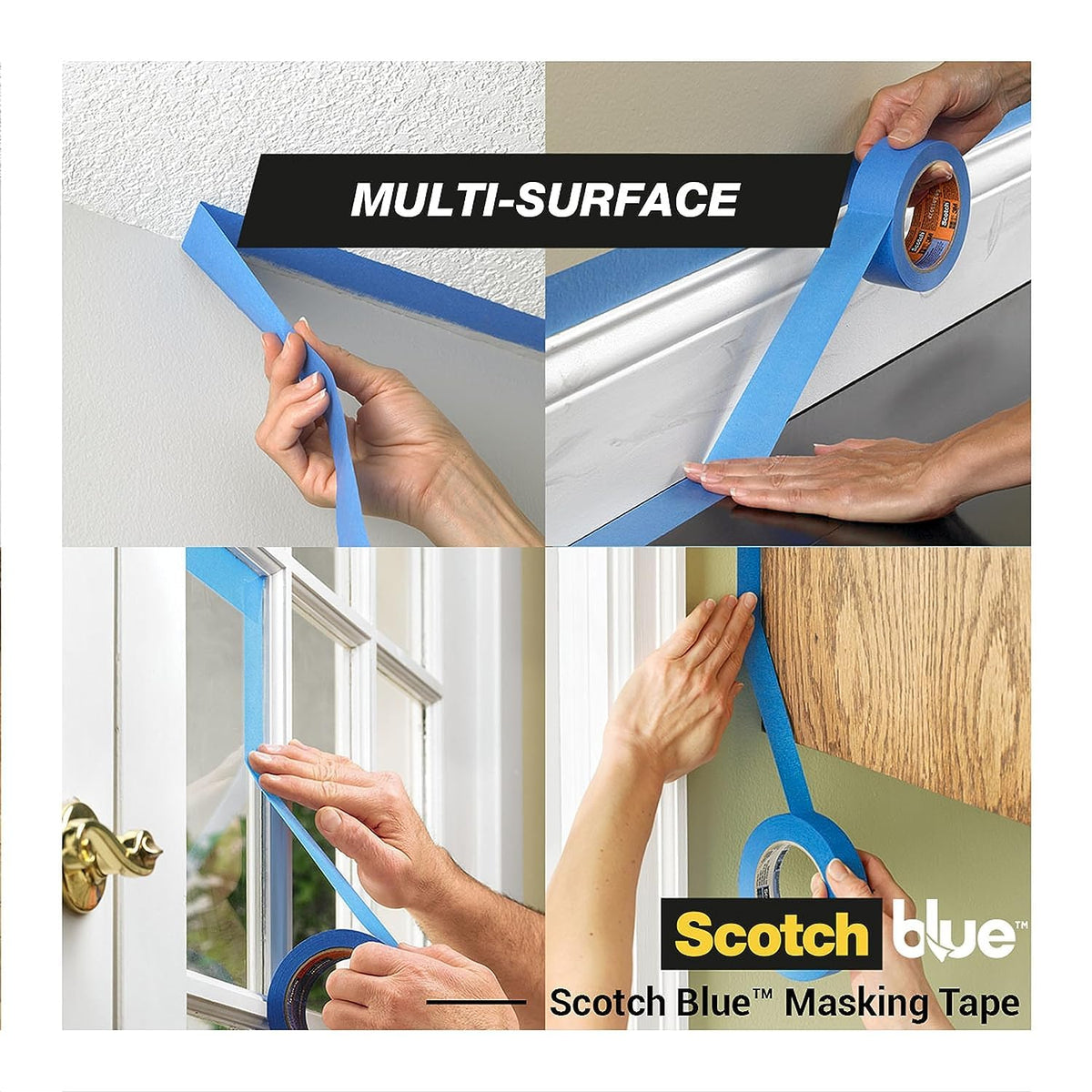 ScotchBlue Multi-Surface Premium Masking Tape, 24mm x 41m, 1 Roll/Pack - Scotch Adhesive Blue Painters Tape, For Painting and Decorating, Indoor & Outdoor, Sticks Well, 100% PEFC