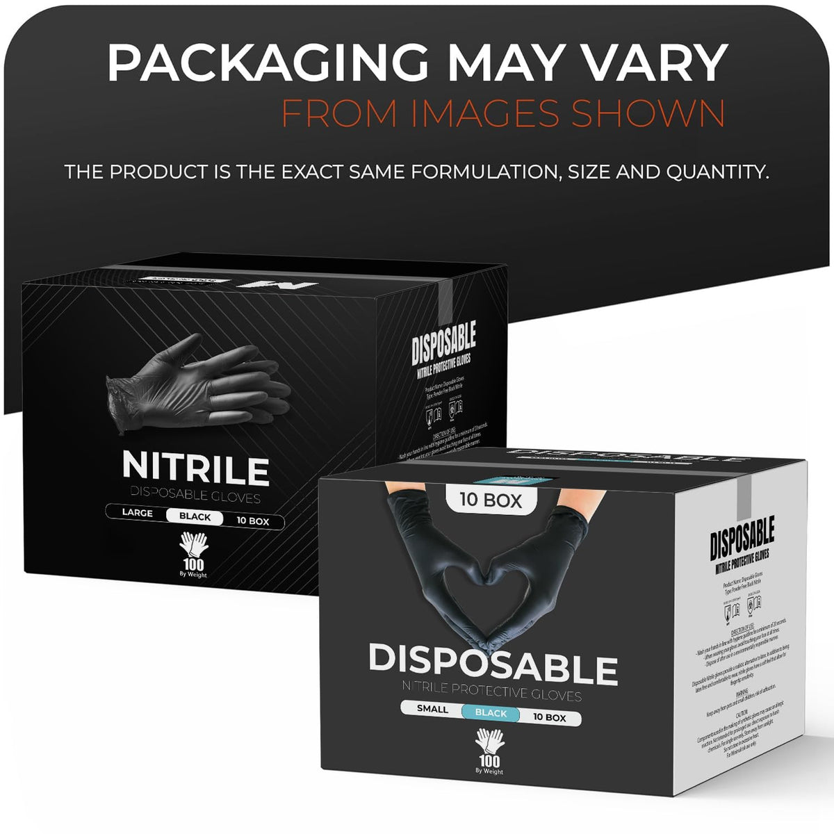 Black Nitrile Disposable Gloves - Latex-Free, Powder-Free, Pack of 100, Strong and Puncture-Resistant, Medical, Food Handling, Tatoo Barber Shop Gloves (Medium)