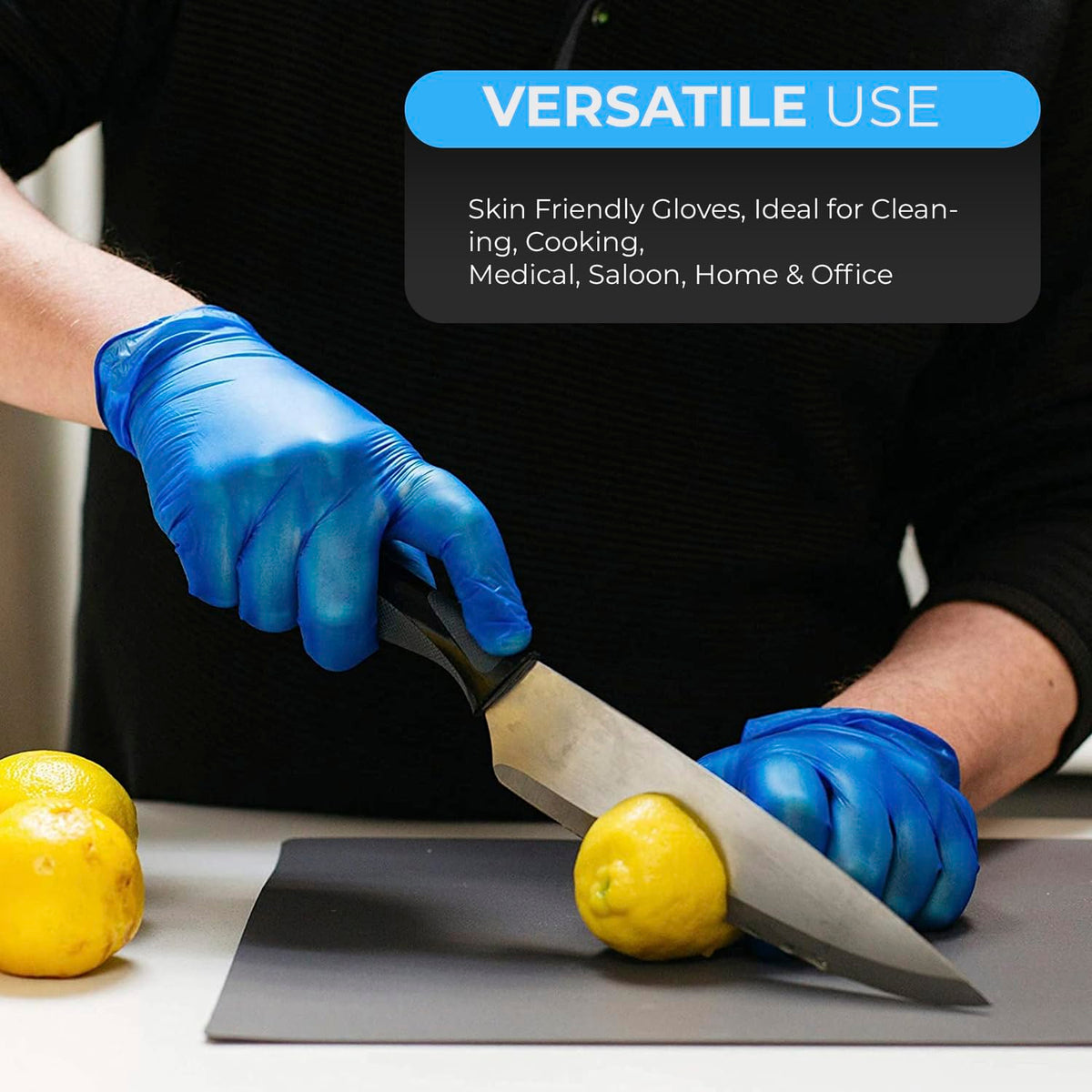 Disposable Gloves, Size S, Pack of 100, Blue Vinyl Gloves, Powder Free, Latex Free, Comfortable Fit, Suitable for Food Handling, Cleaning, Hairdressing & Multi-Purpose Use