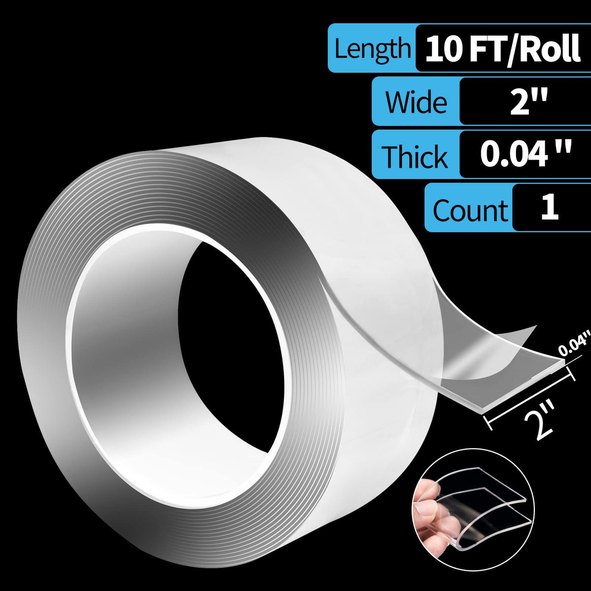 Art3d Double-Sided Tape (10FT), Traceless, Removable, Reusable, Washable - Multipurpose Tape as Seen on TV