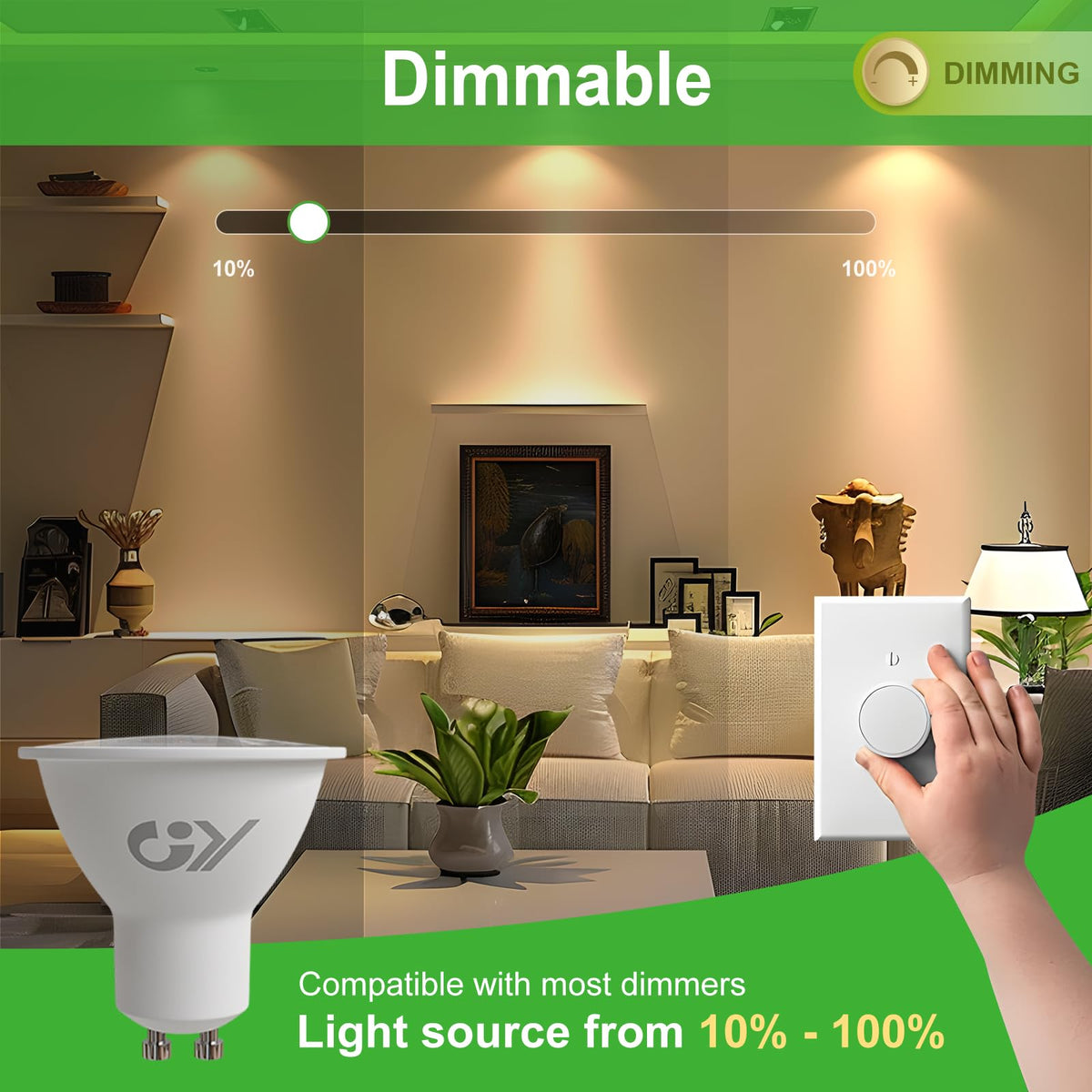 GY GU10 LED Bulb 4.9W 790lm Cool White 6500K Energy Saving LED Bulb, The New UK Energy Efficiency Class B Replaces 80W, 110°Beam Angle Non-Dimmable, 10 Pack