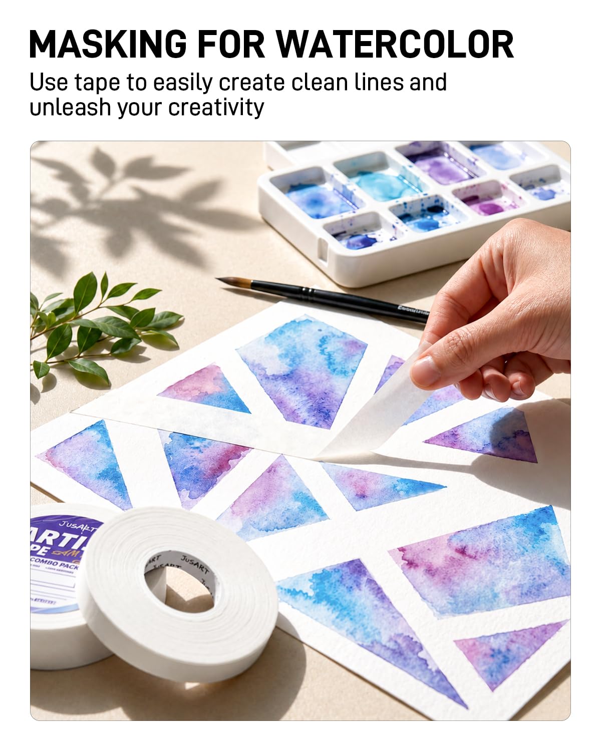 JusArt Artist Tape for Watercolor Paper, 1/2 inch Wide 200FT Long