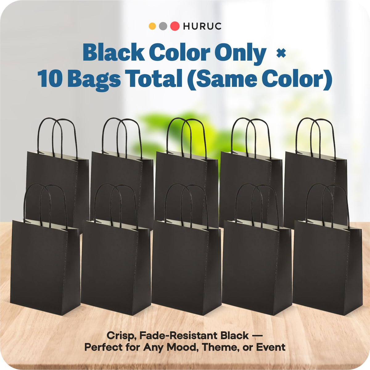 HURUC Brown Paper Bags with Handles 50 Pack Medium 130 GSM