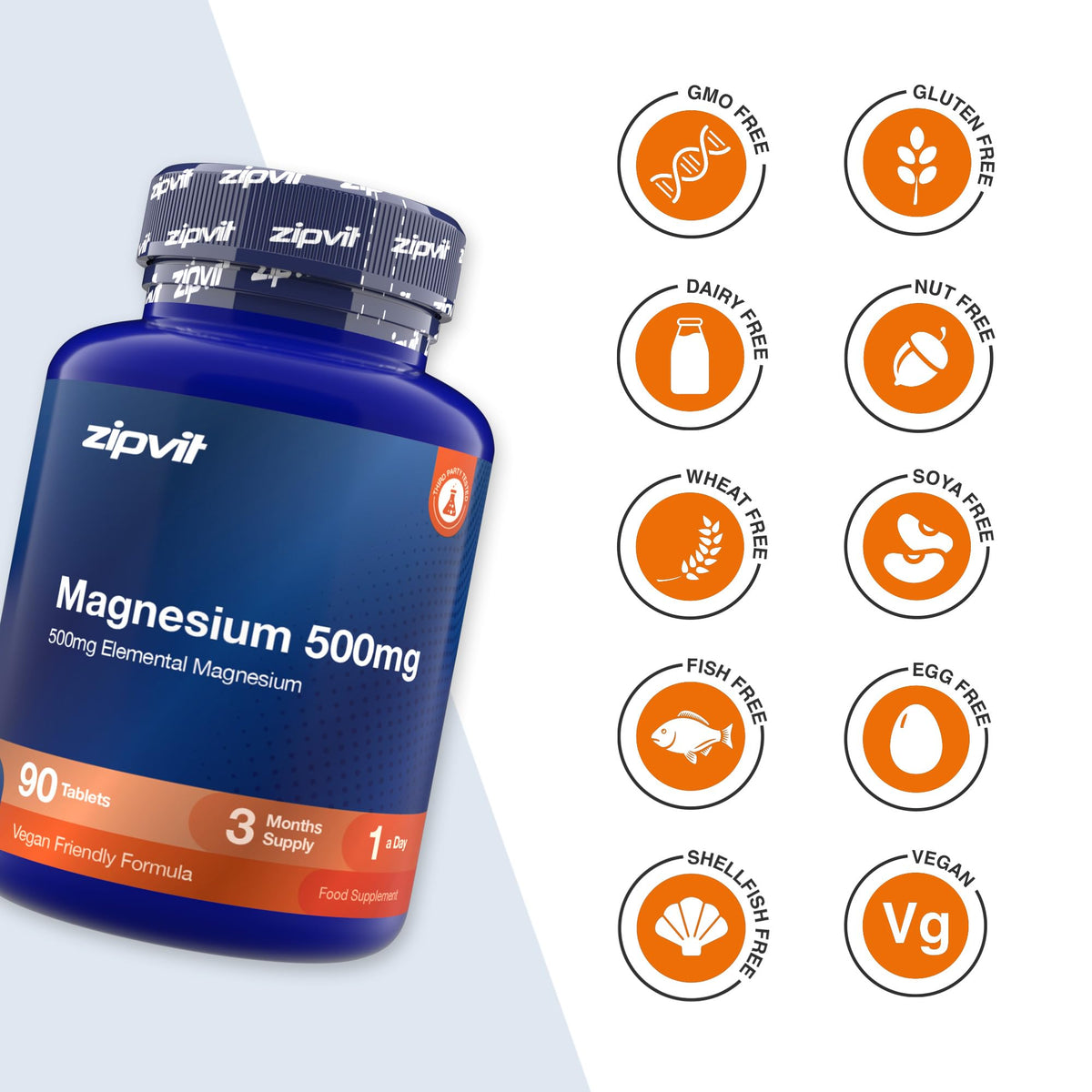 Zipvit Magnesium Glycinate 2000mg with Vitamin B6, 120 Tablets - Vegan