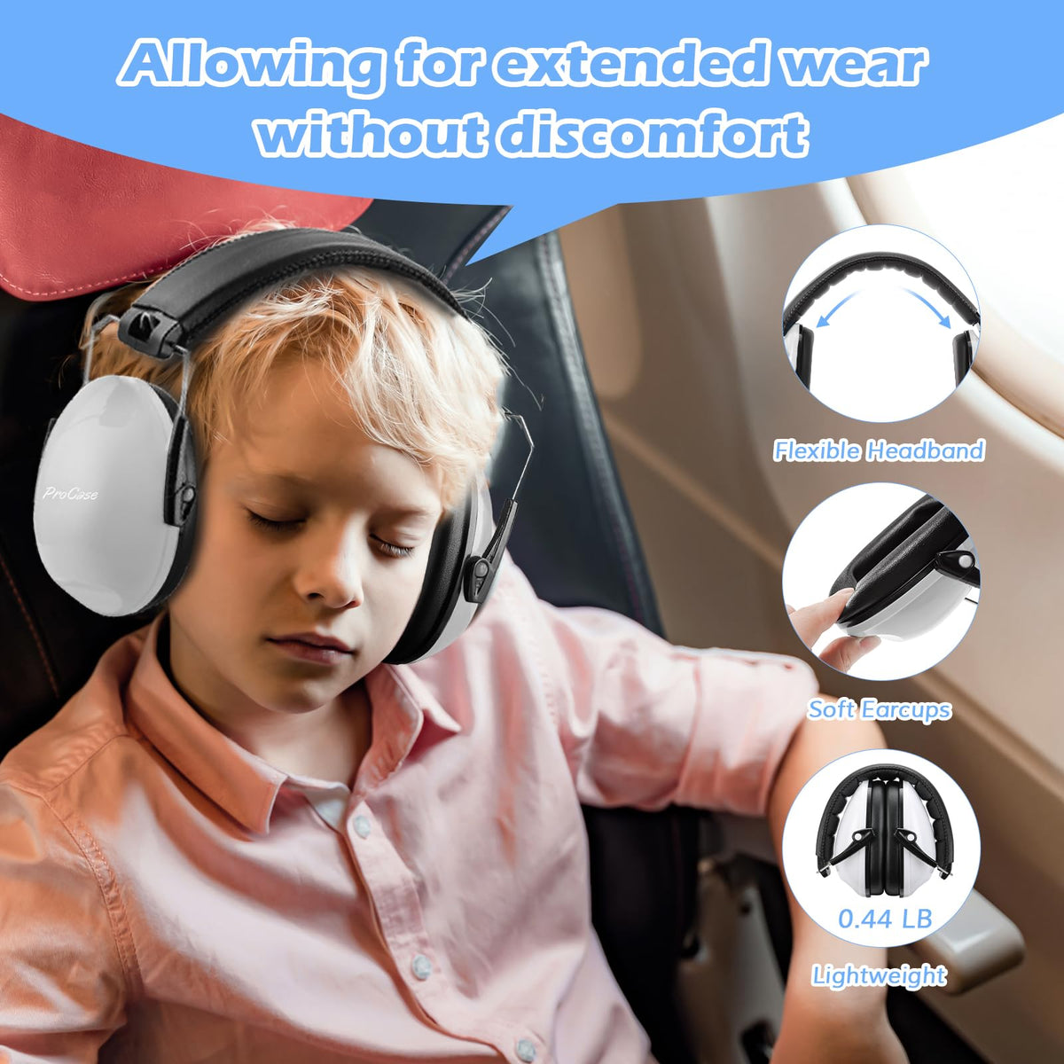 ProCase Ear Defenders for Children/Toddlers 3-16 Years SNR 27dB -Blue