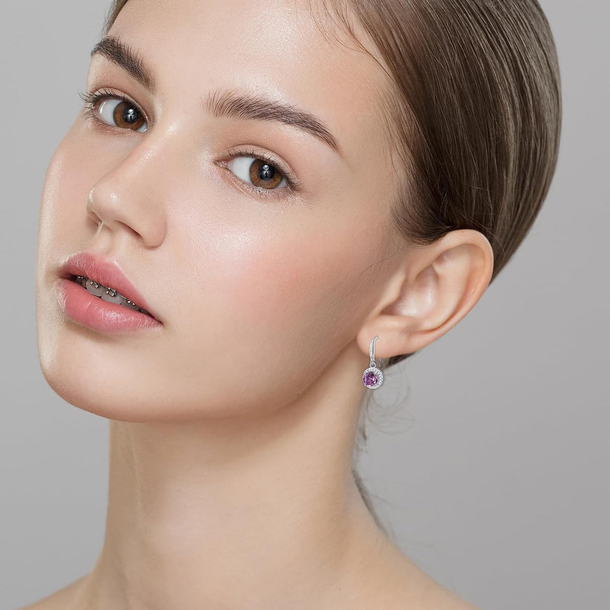Birthstone Drop Earrings for Women, Silver Plated Dangle Earrings