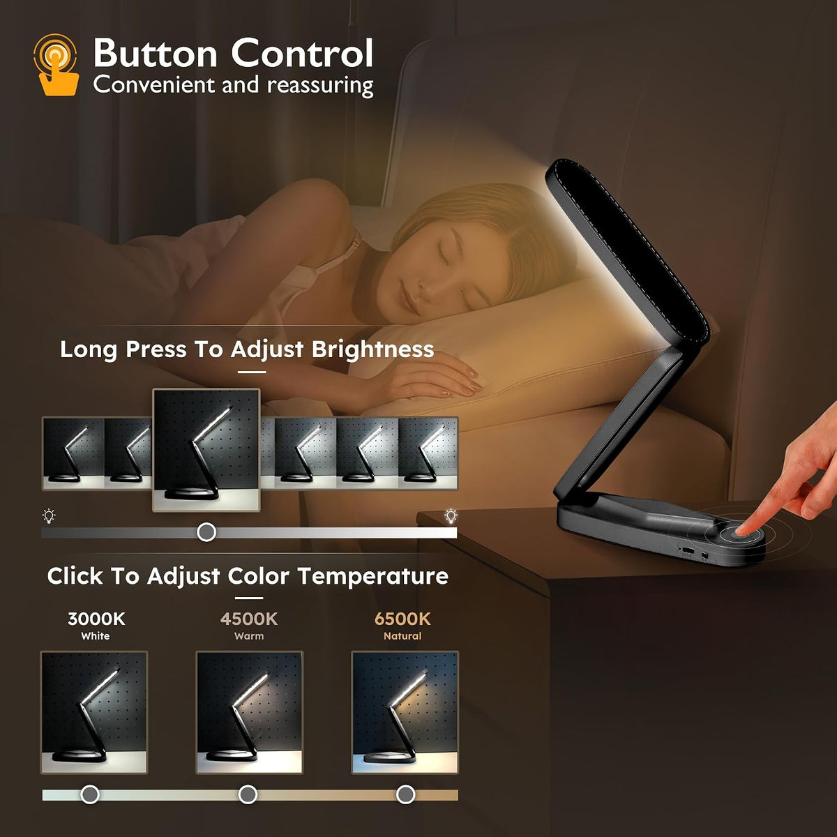Small LED Rechargeable Portable Foldable Cordless Desk Table Lamp