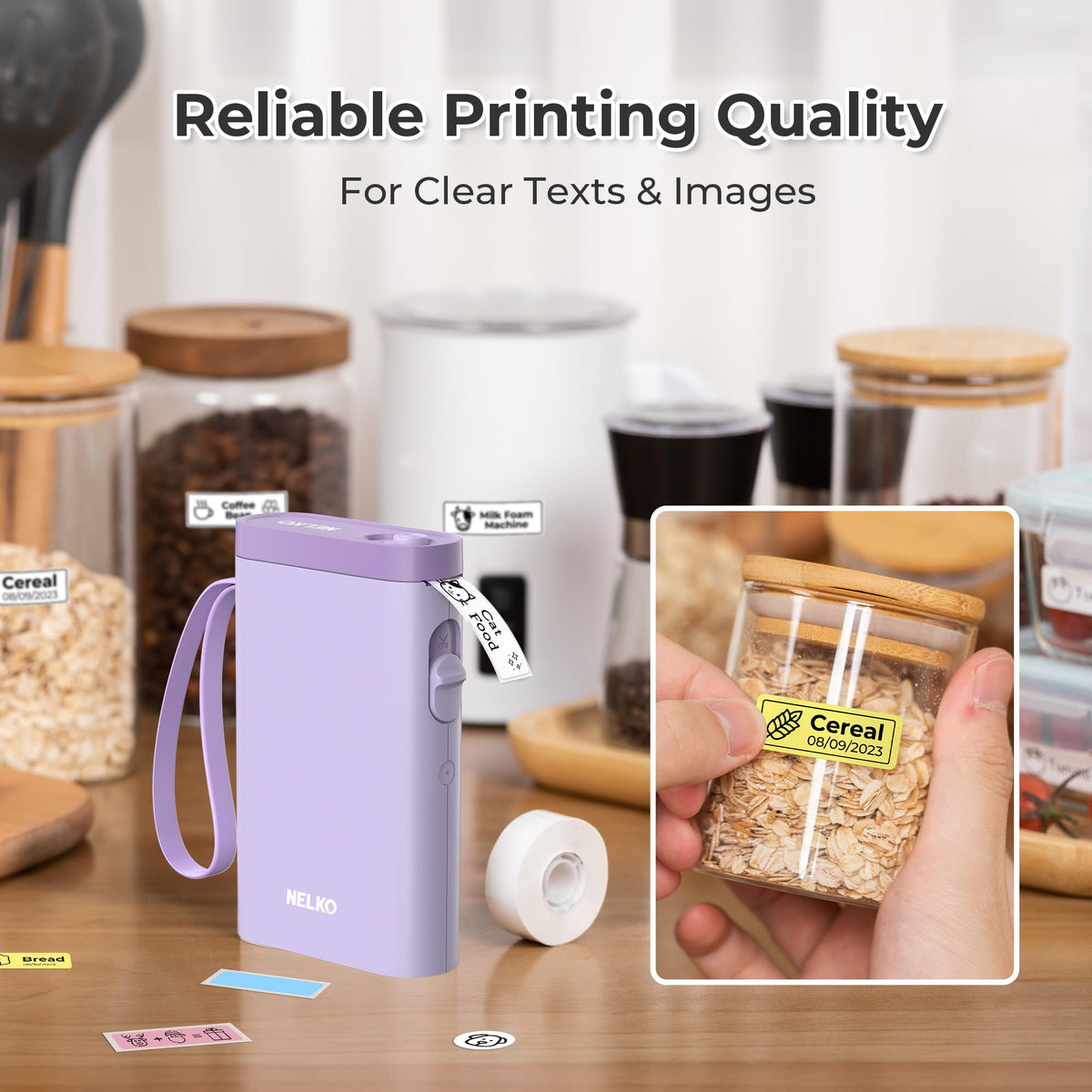 Nelko Label Maker P21 Portable Bluetooth Sticker Printer with Tape, Black
