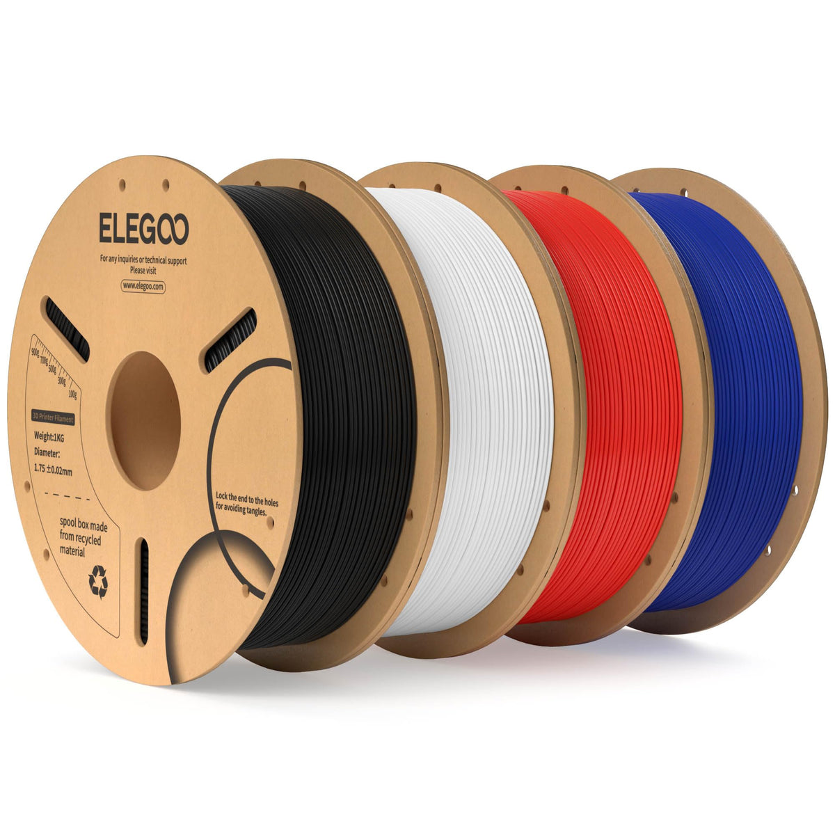 ELEGOO PLA Filament 1.75mm Black 1KG, 3D Filament Dimensional Accuracy +/- 0.02mm, 1kg Cardboard Spool(2.2lbs) 3D Printing Filament Fits for Most FDM 3D Printers