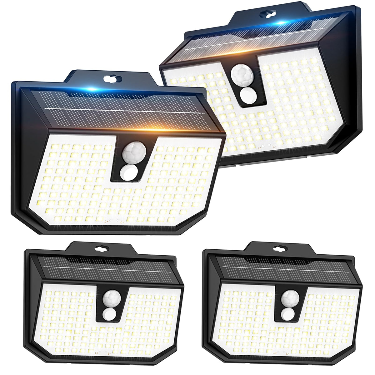 132LED Solar Security Lights,3000K Wall Lights IP65 Waterproof