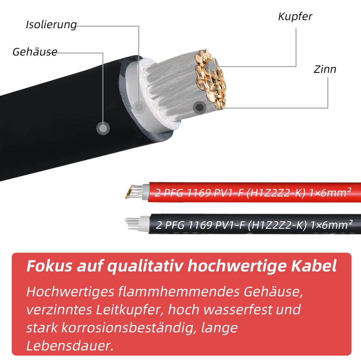 Solar Panel Extension Cable -1M/2M/3M/5M/10M/20M/30M 10AWG(6mm²/4mm²)，Harness Wiring Wire Adapter with Connector，Tinned Copper Electrical Wire Cable- Red+Black (4mm²3M)