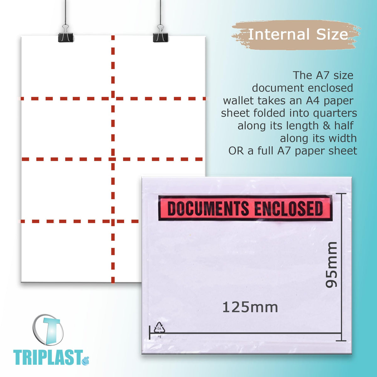 Triplast 200 x DL Printed Document Enclosed Wallet (230 x 110 mm) | Peel & Seal Clear Plastic Envelopes/Sleeves/Pockets/Wallets | Attach Invoices, Packing Lists & Delivery Notes to Parcels