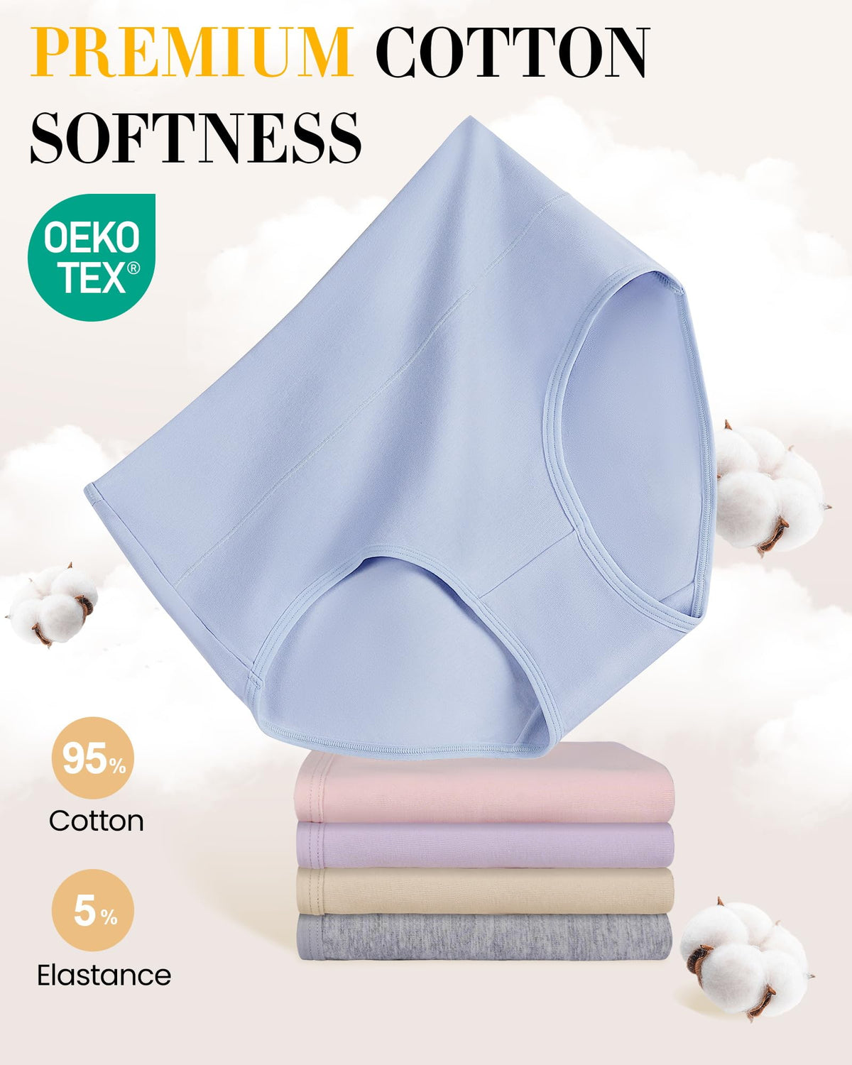 SIMIYA Cotton Underwear Women, High Waisted Knickers for Women Multipack