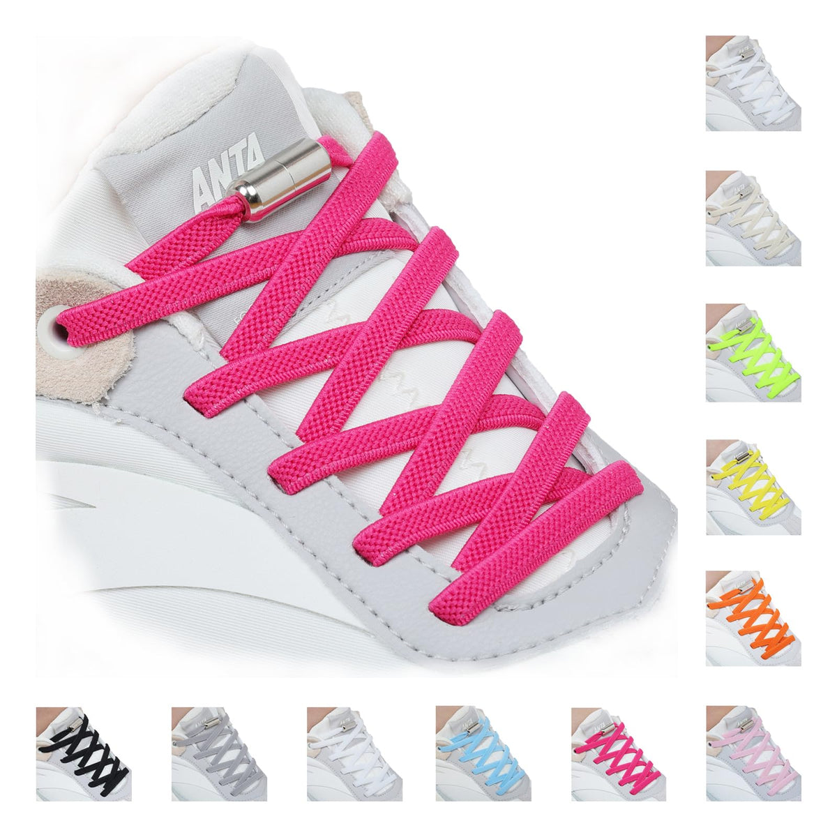 Handshop 2 Pairs Elastic Laces, No Tie Shoelaces for Trainers