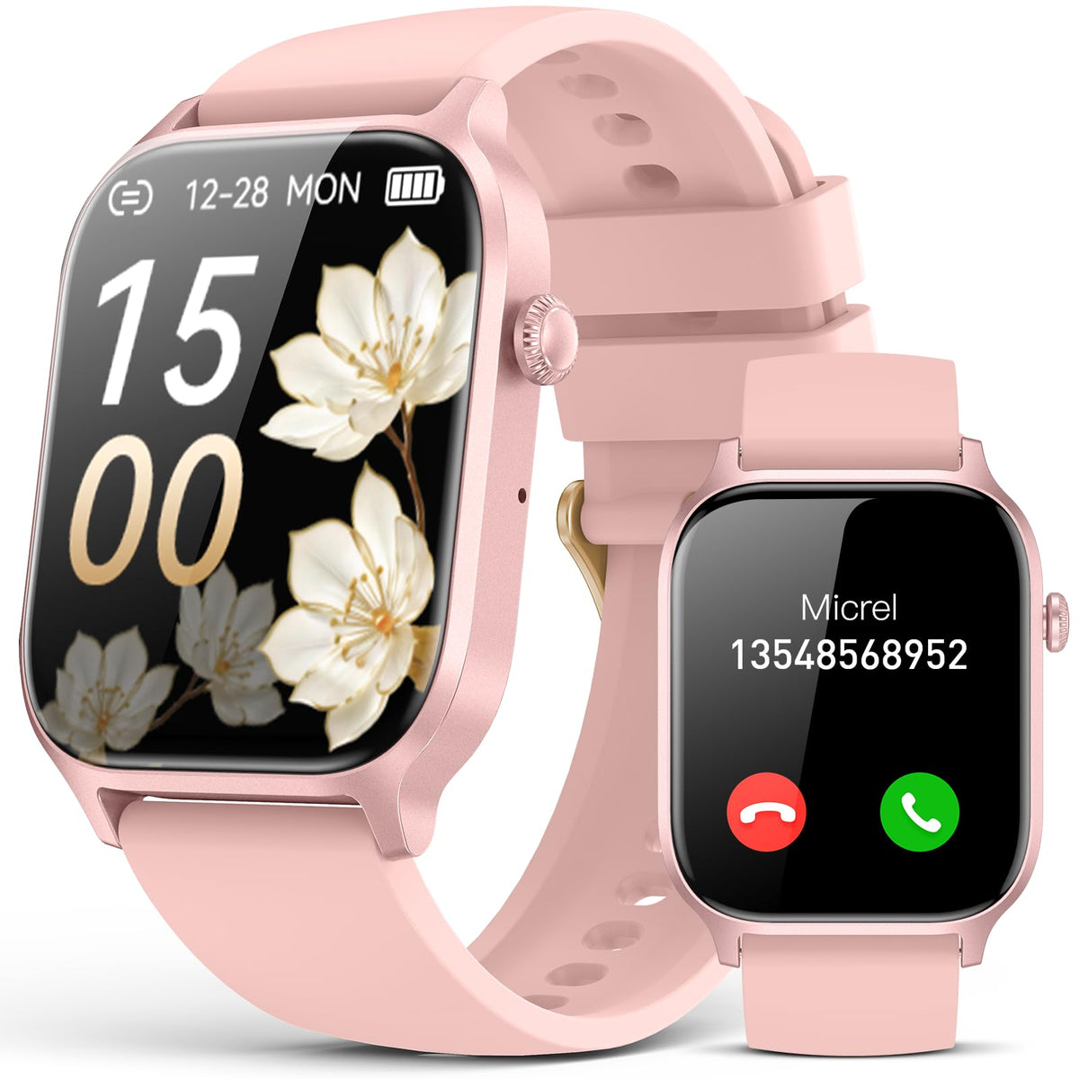 Smart Watch for Men Women- Answer/Make Call, 2024 IP68 Waterproof Fitness Tracker Watch with Sleep Step Counter Activity Smartwatch for Samsung Android iPhone iOS (Black-Blue, 1.83)