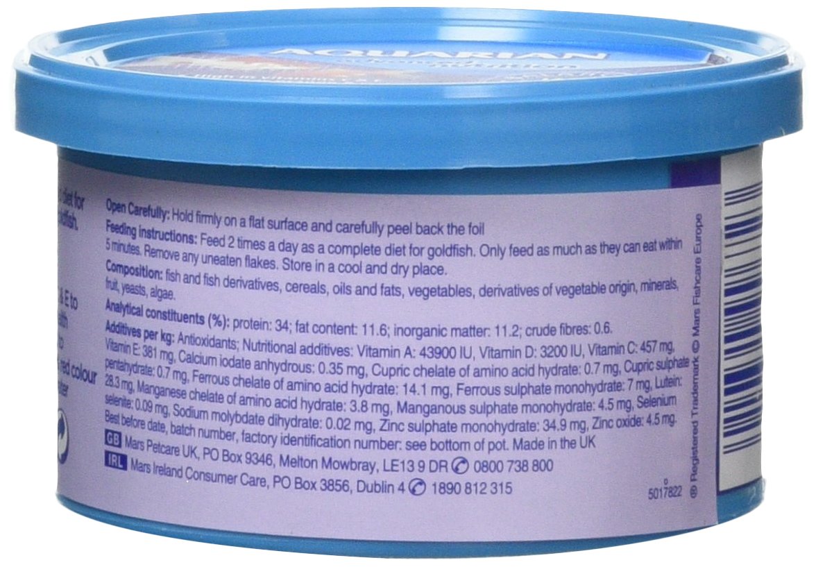 AQUARIAN Complete Nutrition, Aquarium Goldfish Food, Flakes Also Suitable for Small Pond Fish, 200g Container
