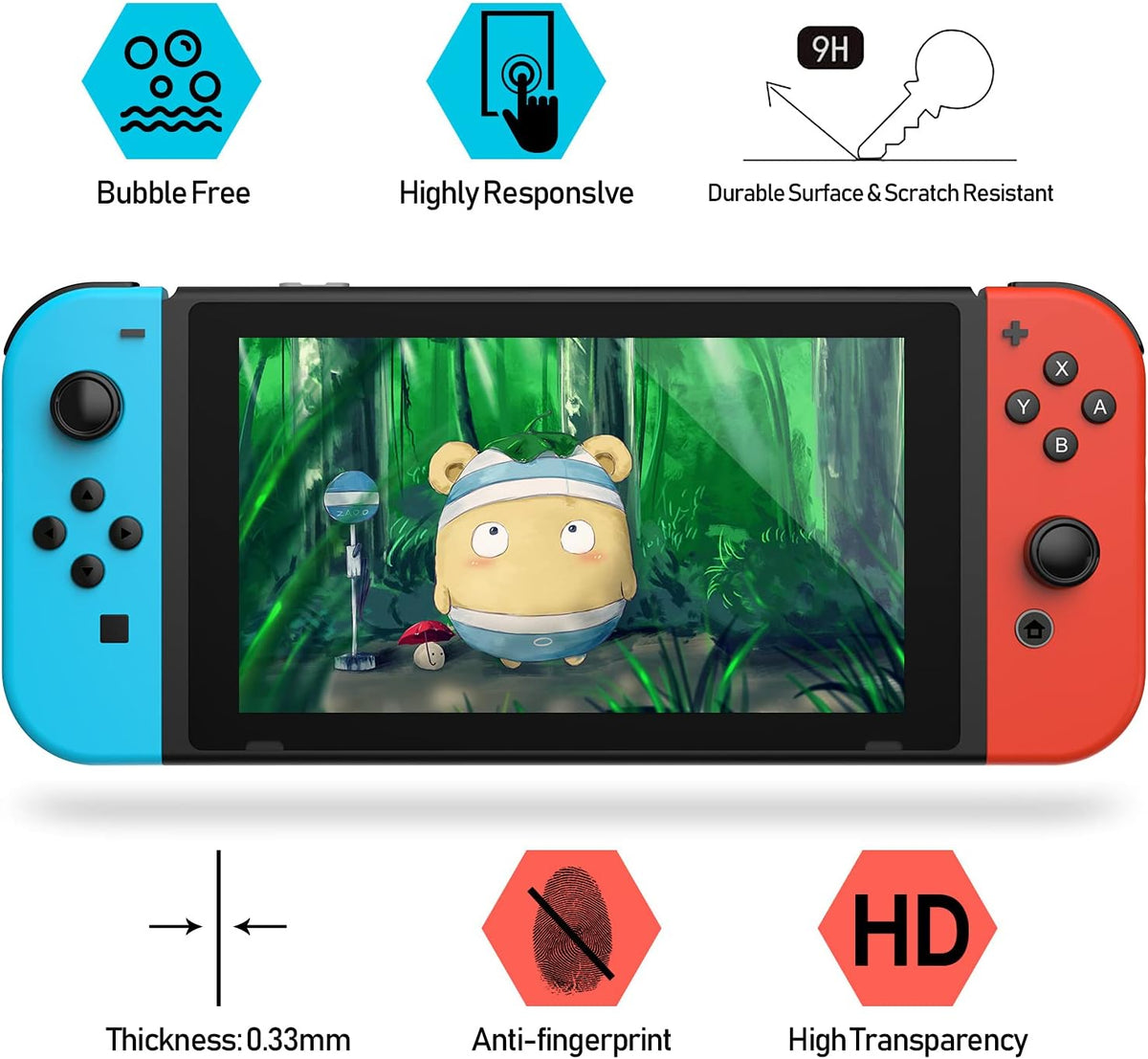 daydayup [3 Pack] Screen Protector Tempered Glass for Nintendo Switch - Hestia Goods Transparent HD Clear Anti-Scratch Screen Protector for Nintendo Switch