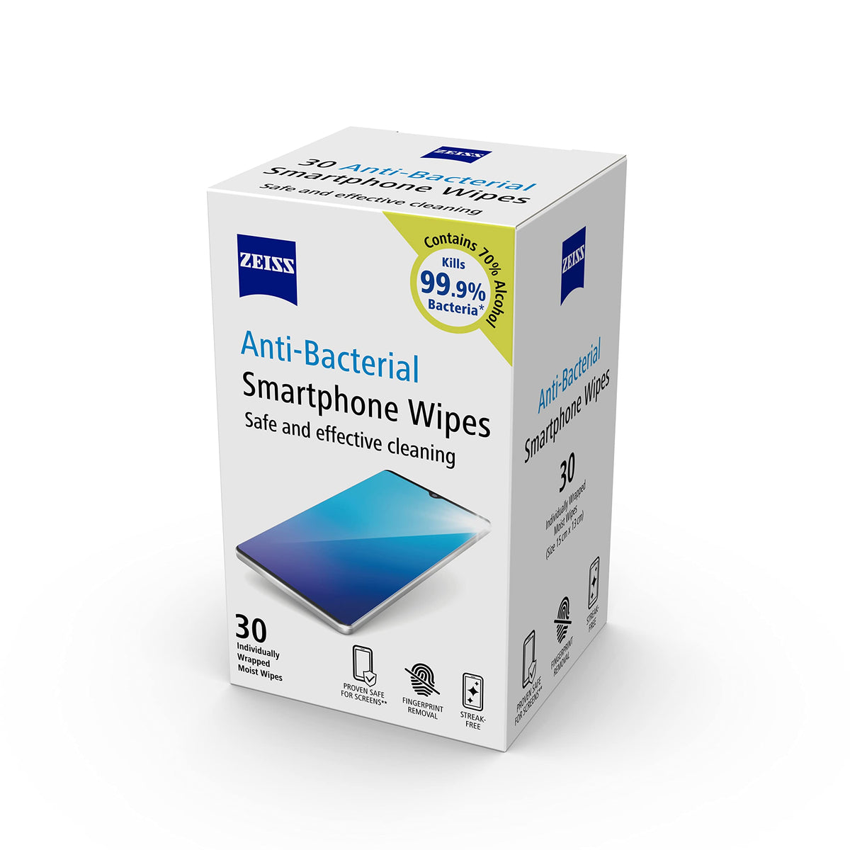 ZEISS Sunglasses Wipes, Removes Fingerprints, Suncream, Dirt, Dust & Oil. Individually Packed Pre-Moistened Wipes Perfect to use at Home or On-The-Go. Fast-Drying and Portable. 8 Packs x 10 Wipes