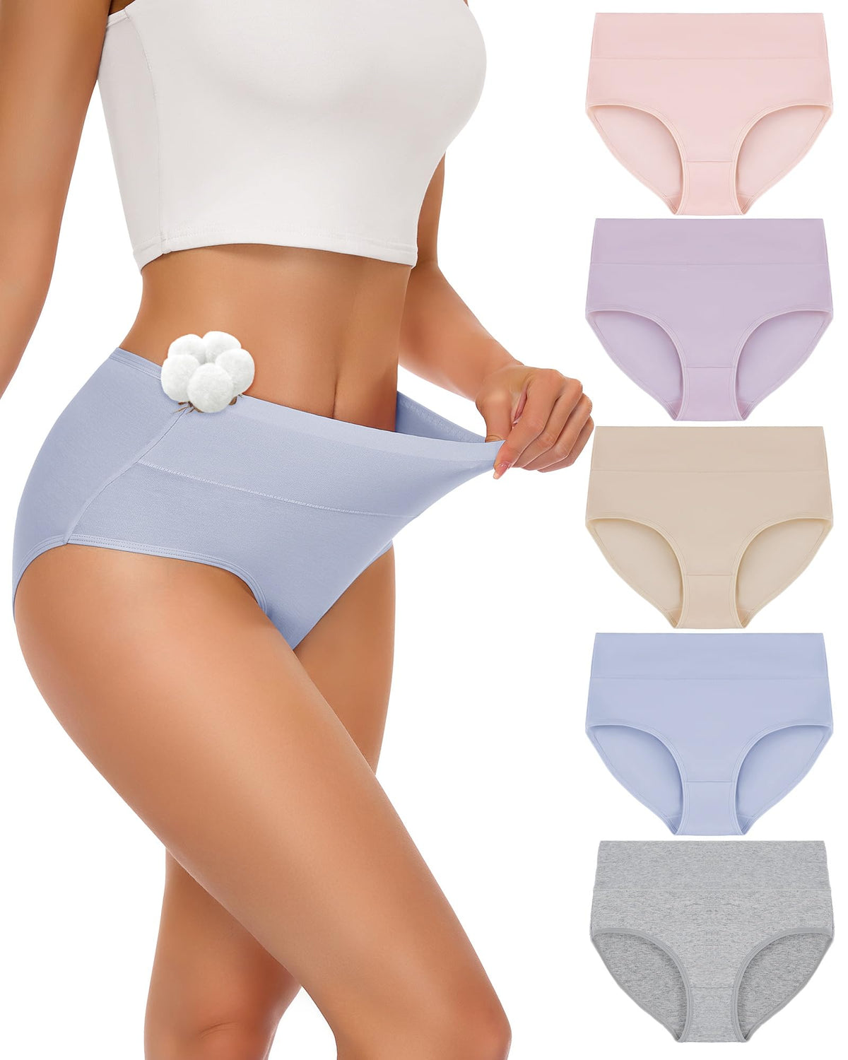 SIMIYA Cotton Underwear Women, High Waisted Knickers for Women Multipack