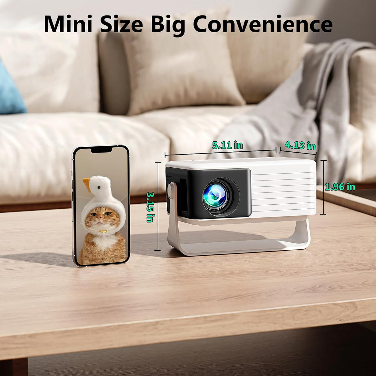 Yoton Y3 Mini Projector, 317g Ultra-Portable, 360° Rotating, Auto Keystone