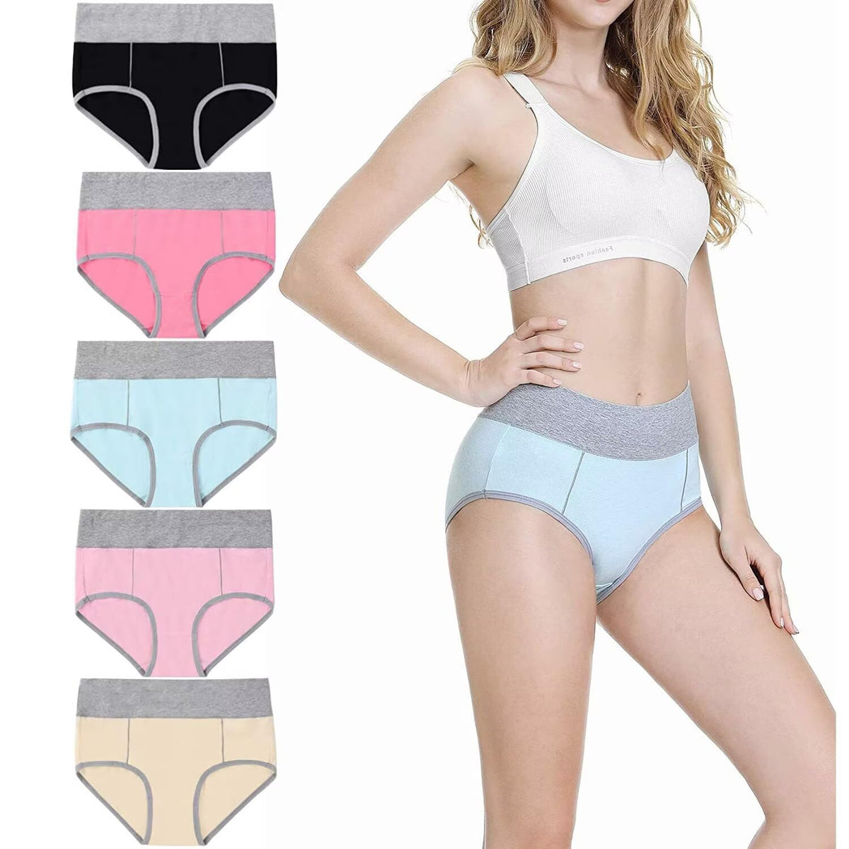 Underwear Women High Waisted Knickers for Women 5 Pack Full Briefs